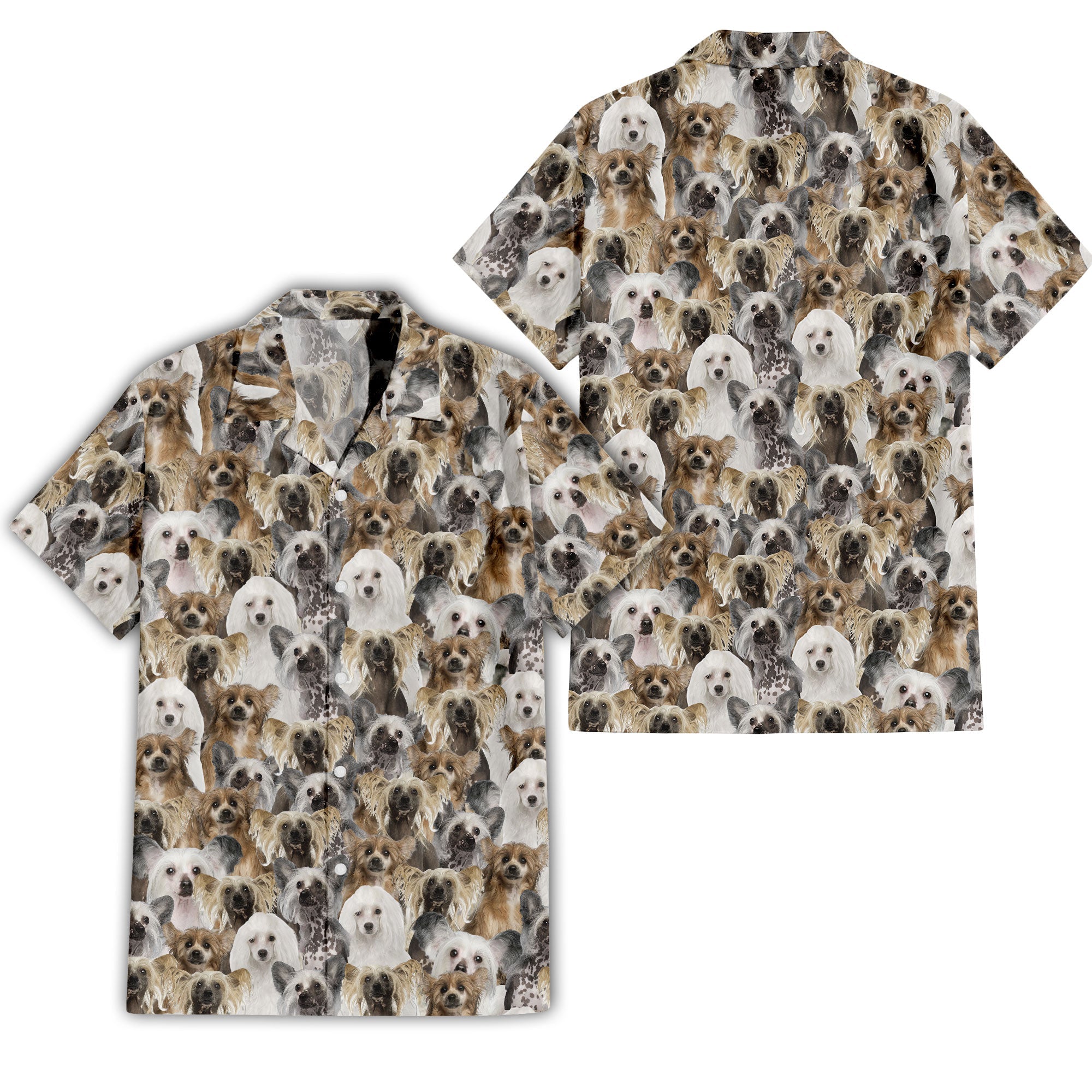 Chinese Crested Dog Full Face Hawaiian Shirt & Short