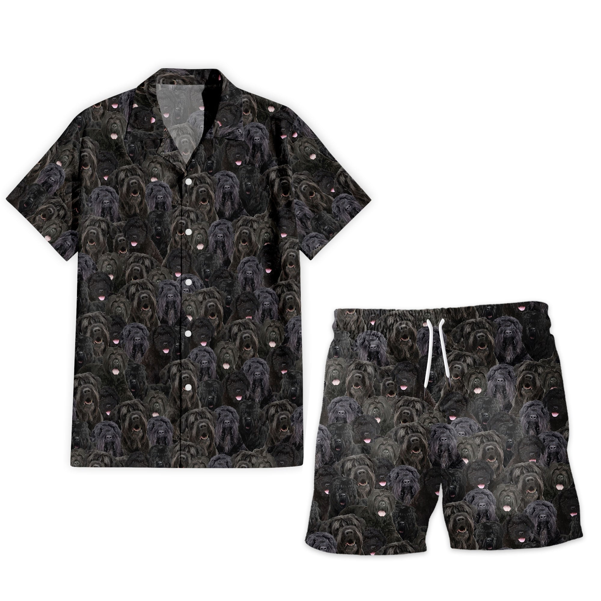 Black Russian Terrier Full Face Hawaiian Shirt & Short