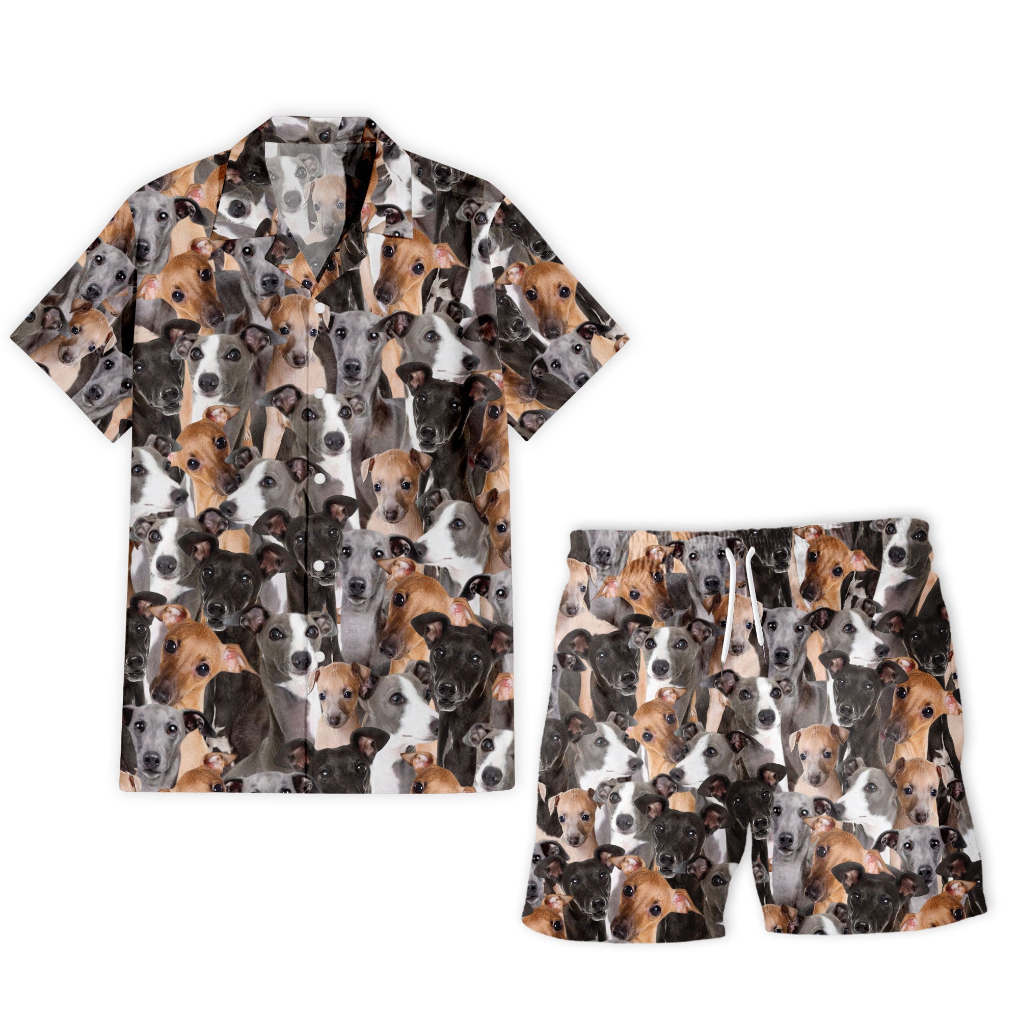 Italian Greyhound Full Face Hawaiian Shirt & Short