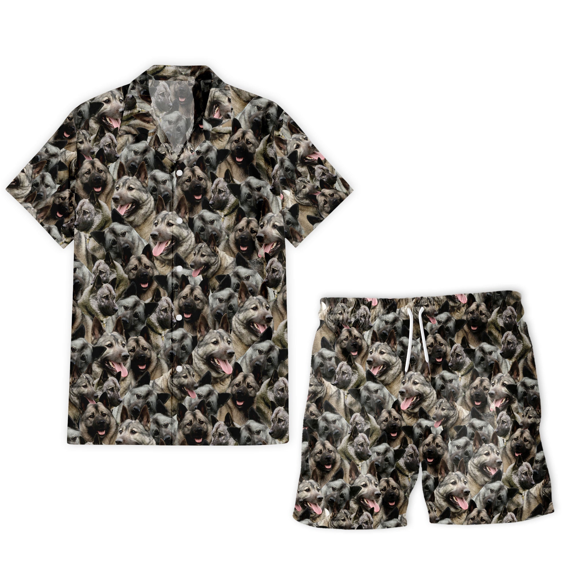 Norwegian Elkhound Full Face Hawaiian Shirt & Short