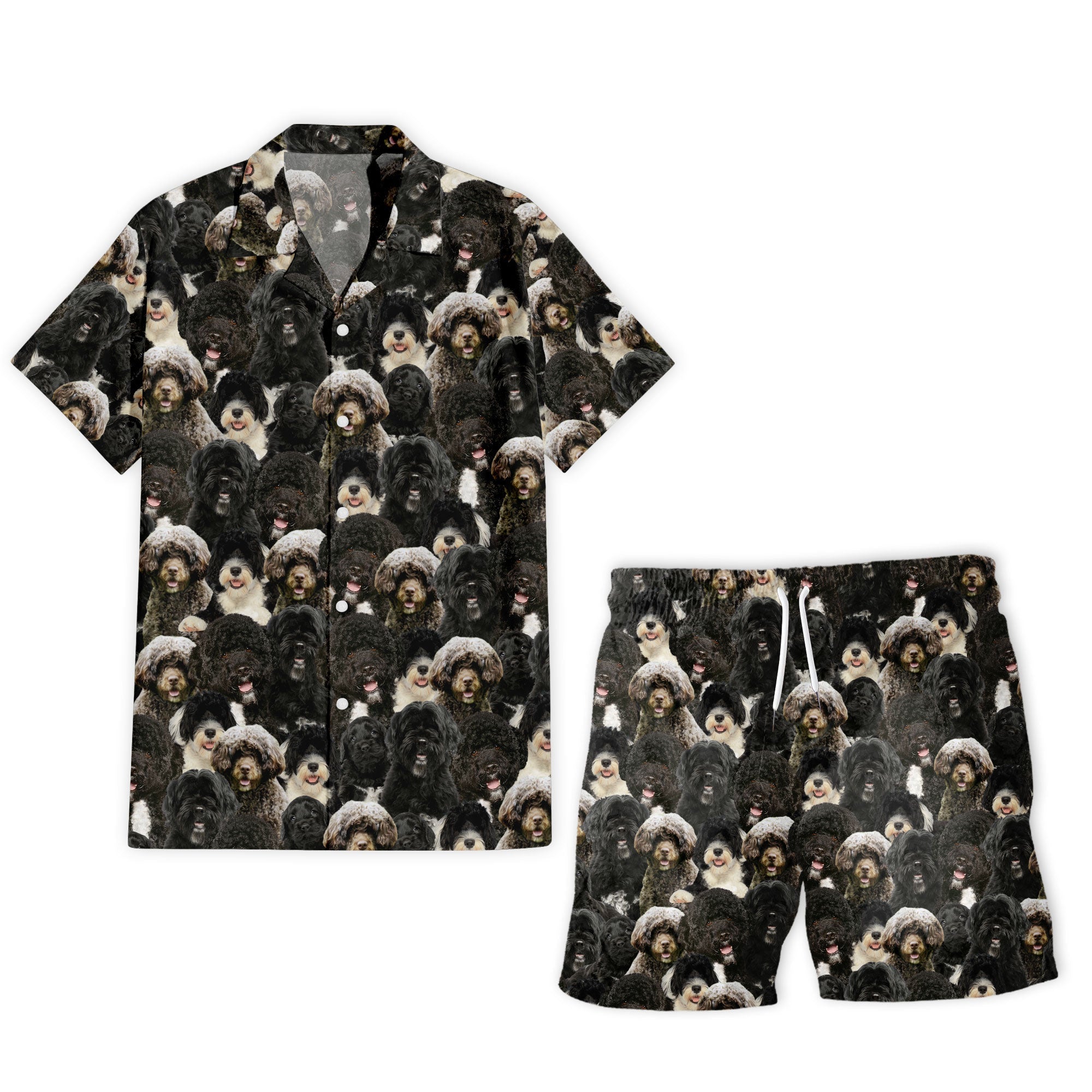 Portuguese Water Dog Full Face Hawaiian Shirt & Short