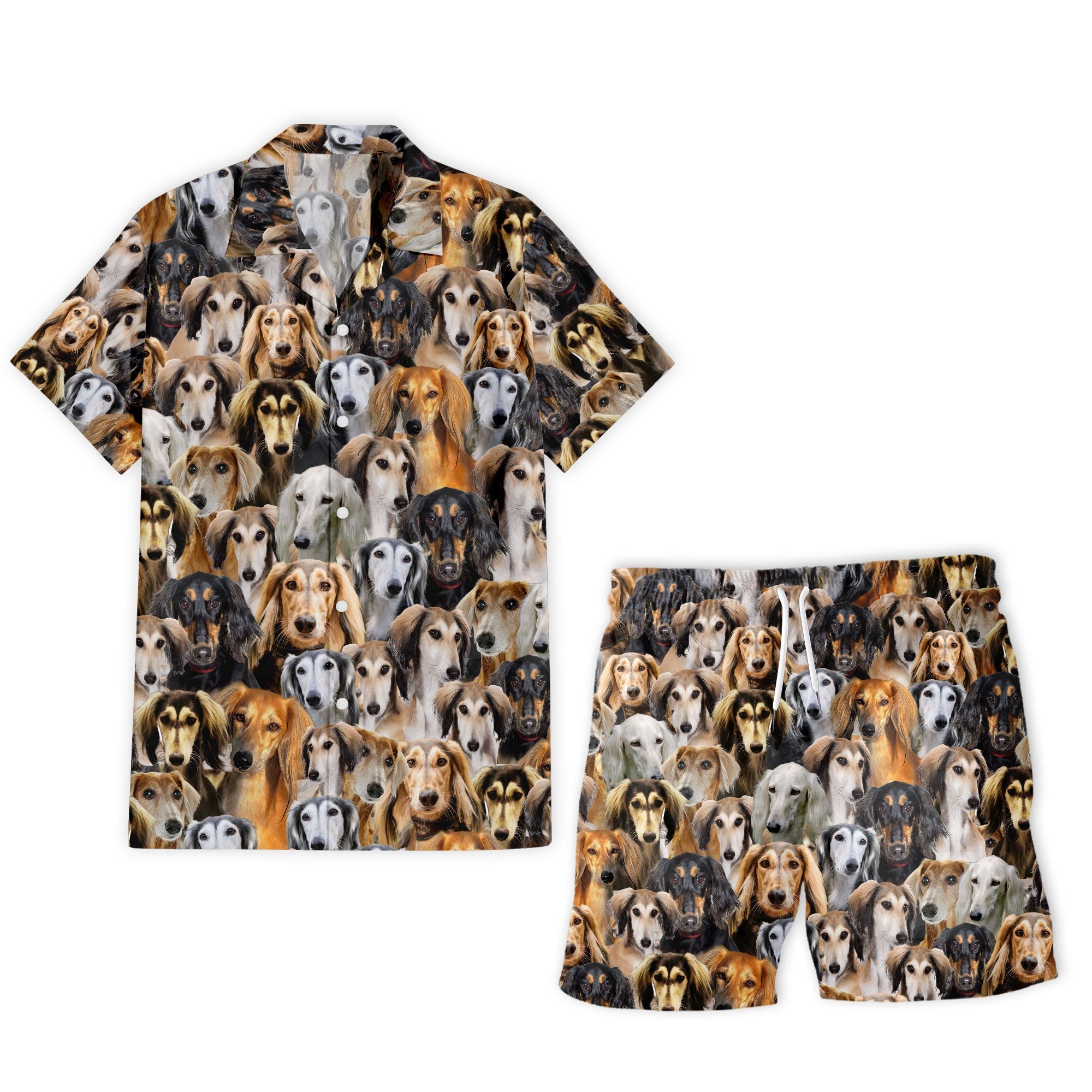 Saluki Full Face Hawaiian Shirt & Short