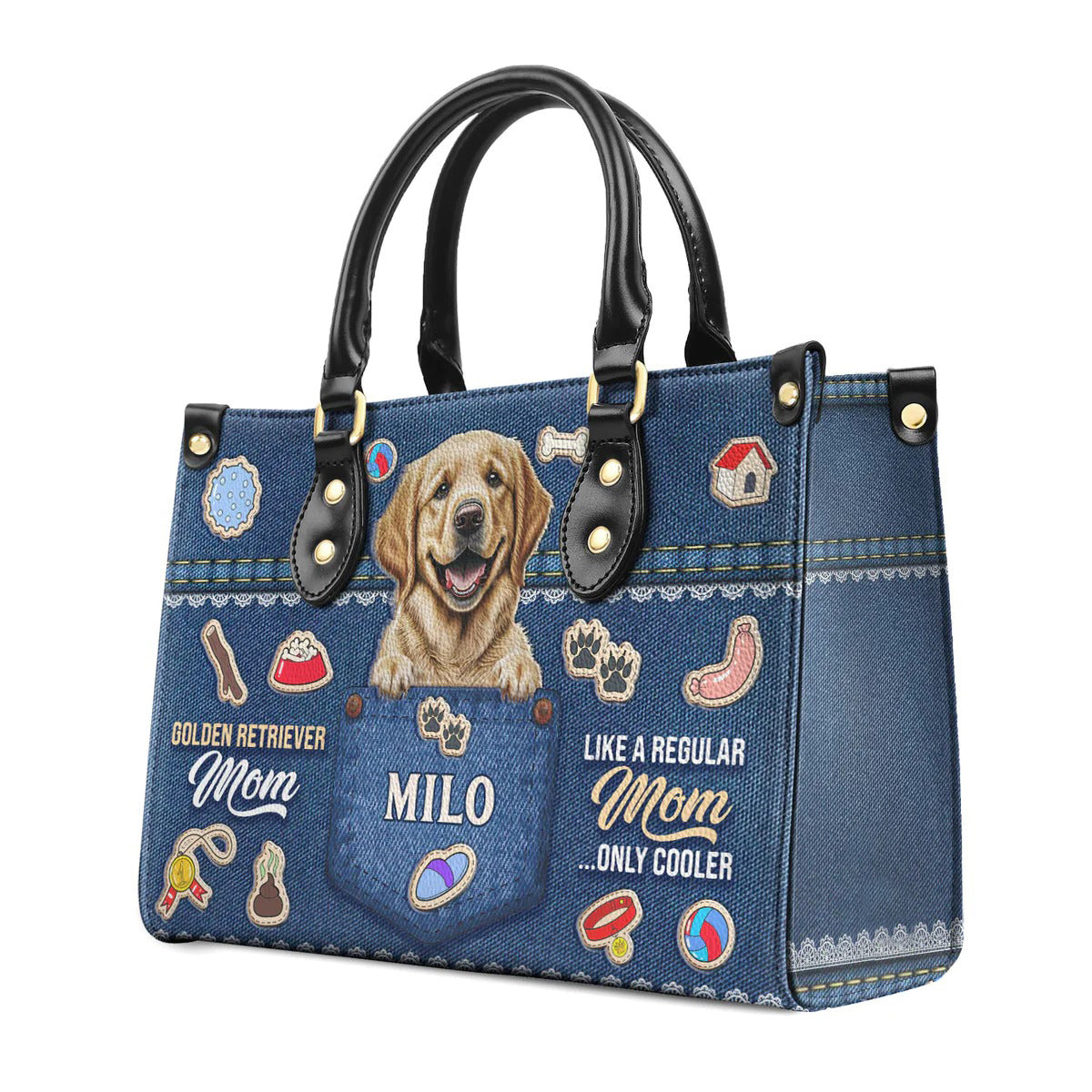 Golden Retriever Mom Like A Regular Mom Only Cooler Leather Bag