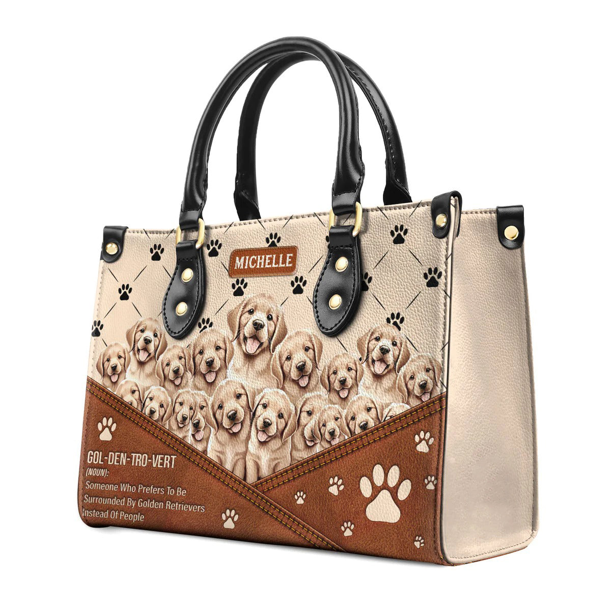 Gol Den Tro Vert Golden Retriever Lover Leather Bag