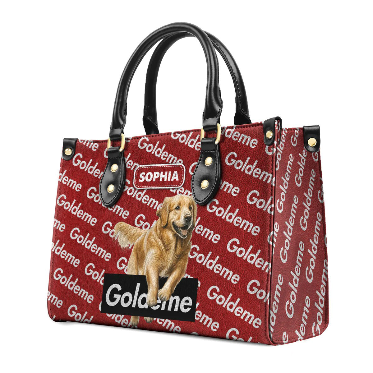 Goldeme Cute Golden White And Red Leather Bag