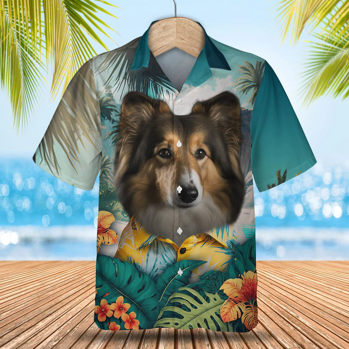 Shetland Sheepdog - 3D Tropical Hawaiian Shirt