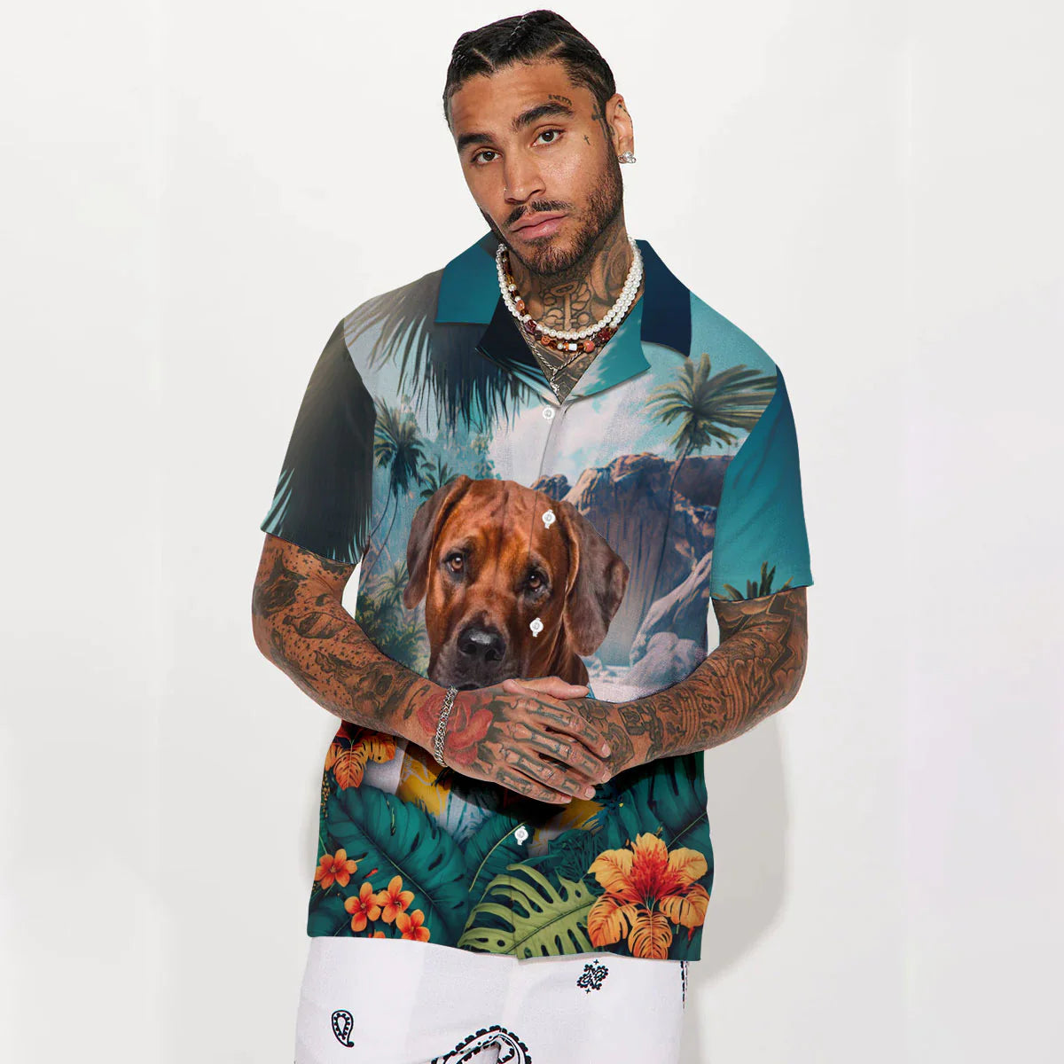 Rhodesian Ridgeback - 3D Tropical Hawaiian Shirt