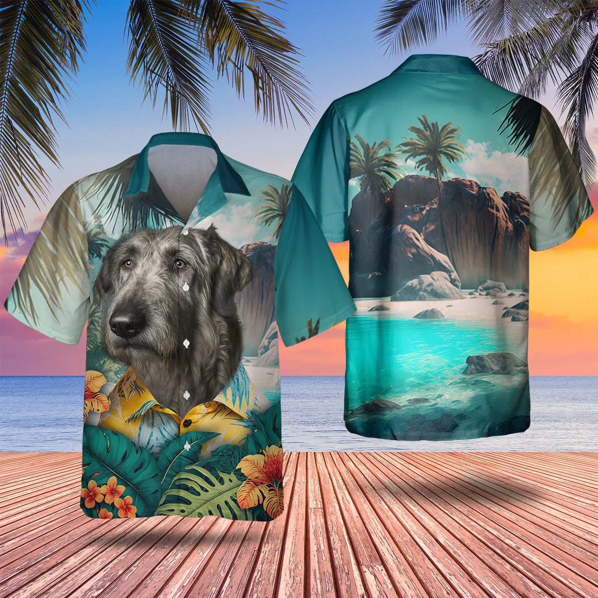Irish Wolfhound - 3D Tropical Hawaiian Shirt