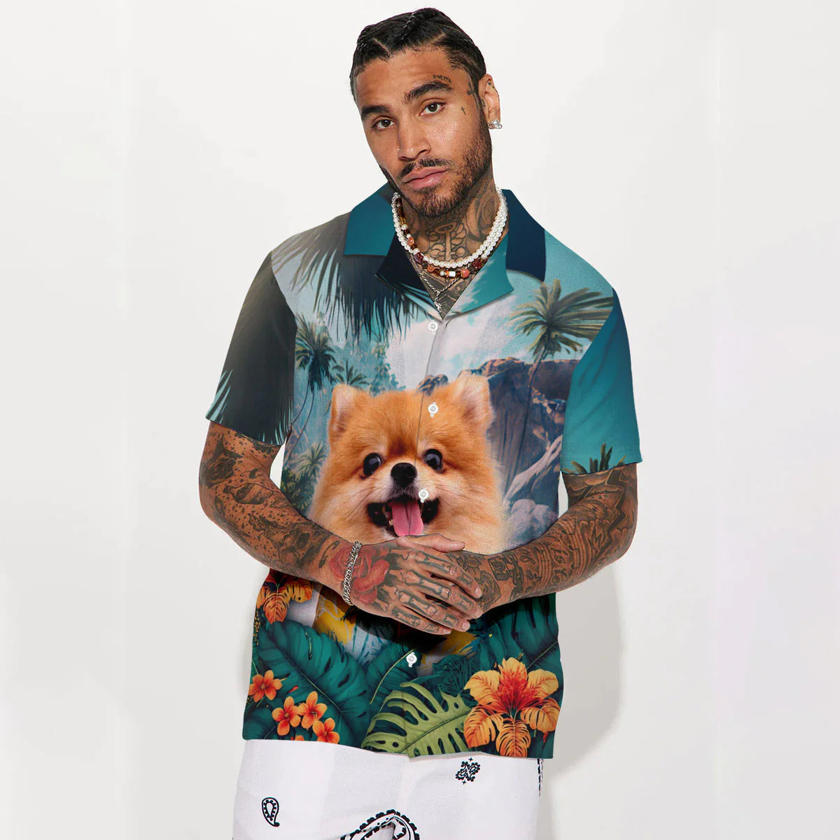 Pomeranian - 3D Tropical Hawaiian Shirt