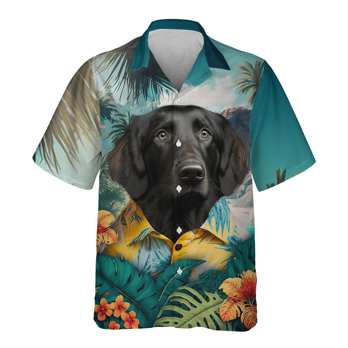 Flat Coated Retriever - 3D Tropical Hawaiian Shirt