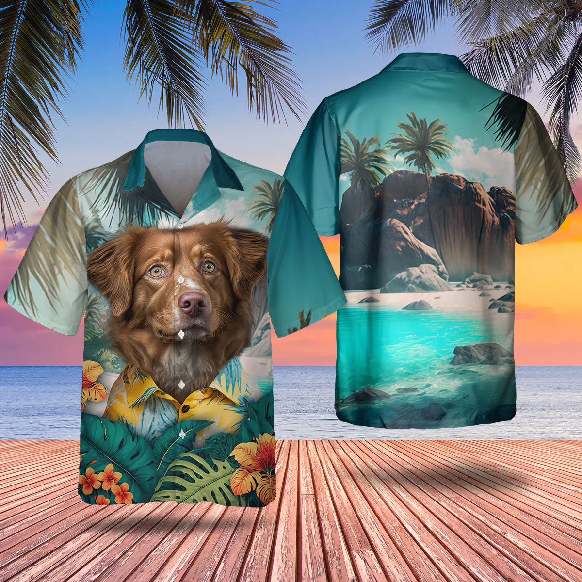 Nova Scotia Duck Tolling Retriever - 3D Tropical Hawaiian Shirt