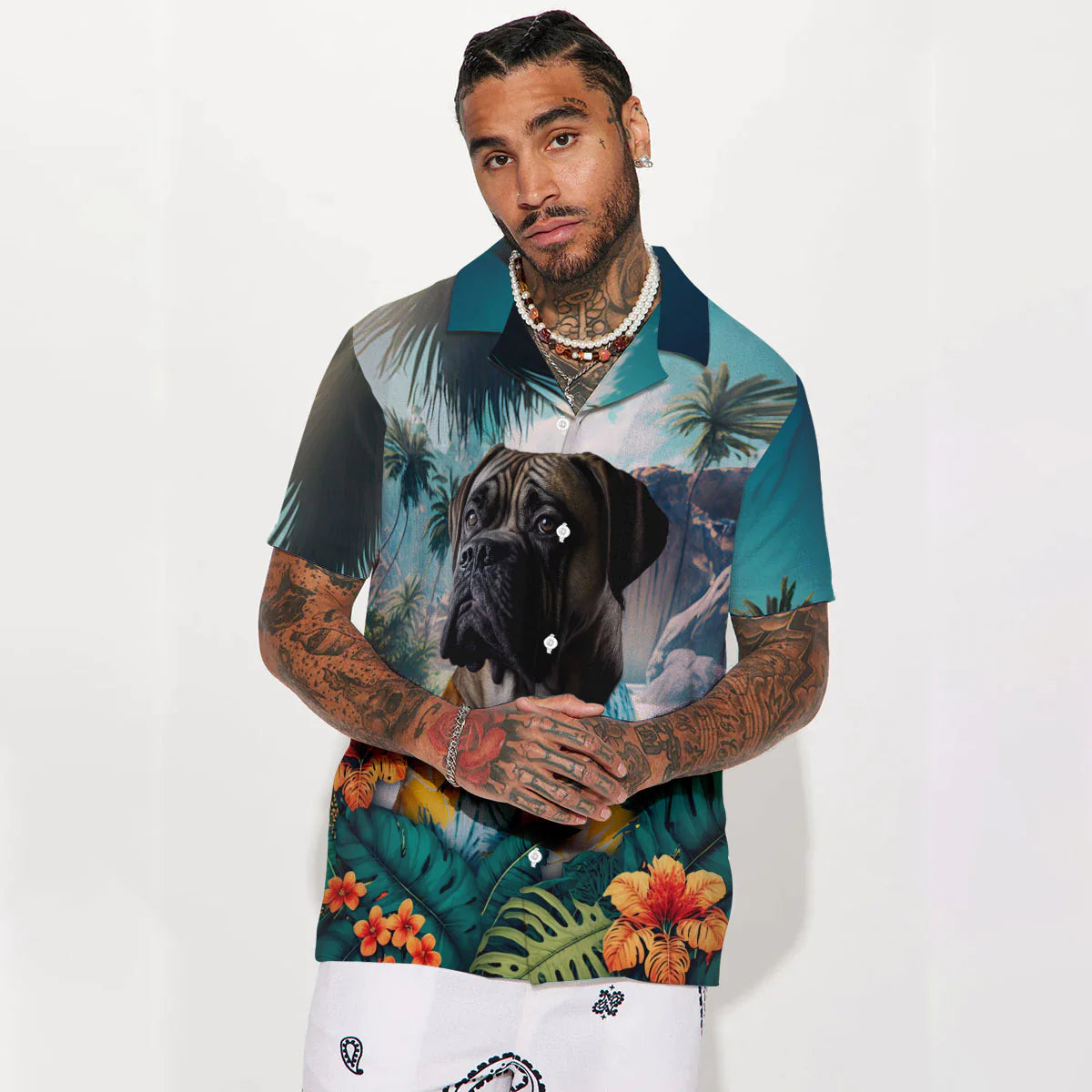 Bullmastiff AI - 3D Tropical Hawaiian Shirt