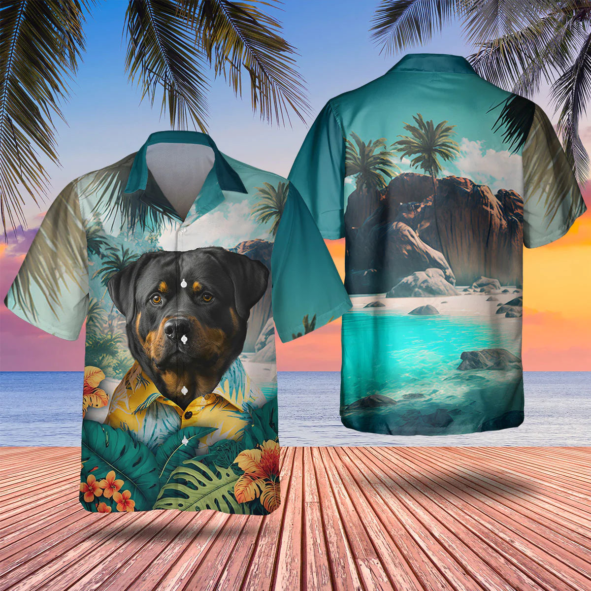 Rottweiler - 3D Tropical Hawaiian Shirt