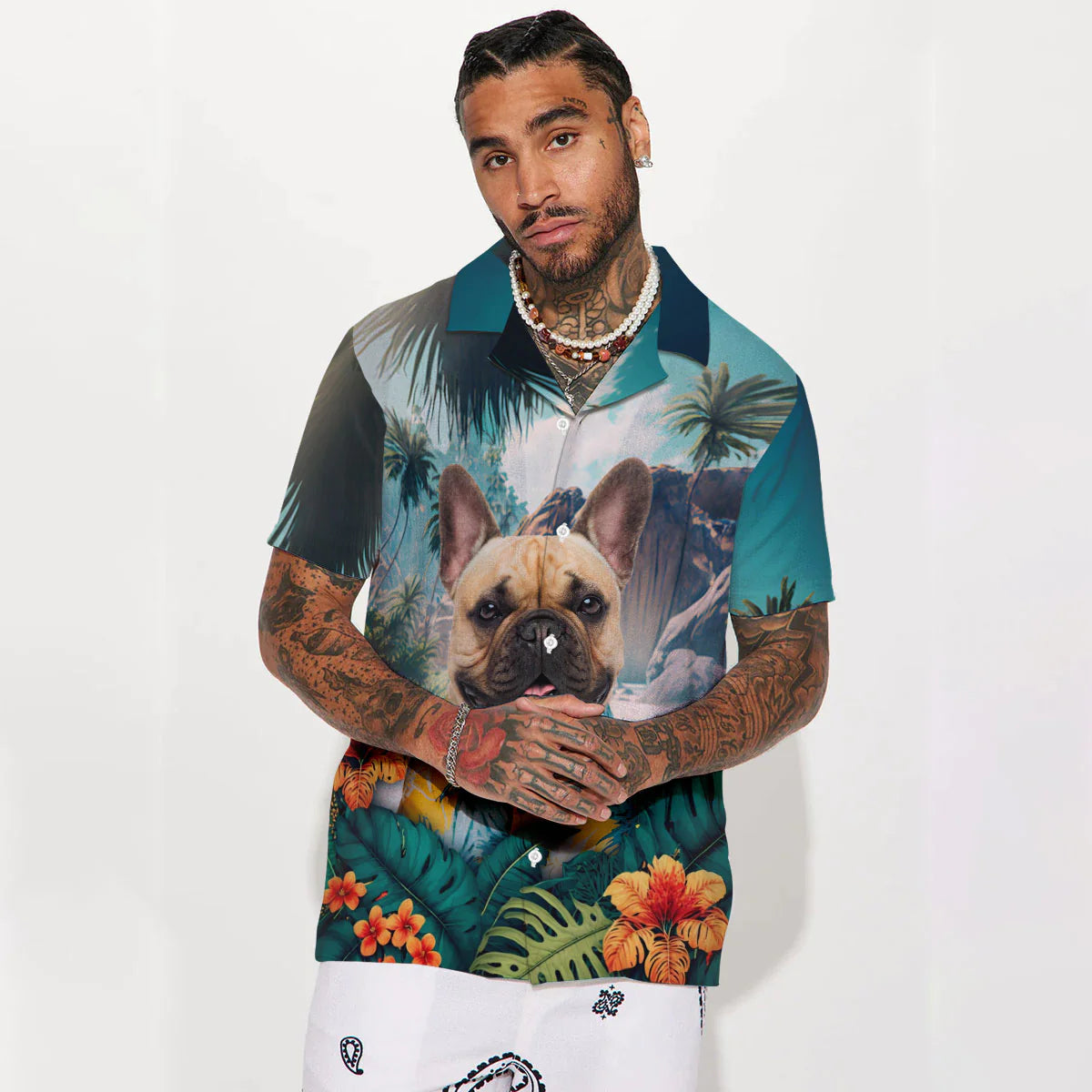 French Bulldog - 3D Tropical Hawaiian Shirt