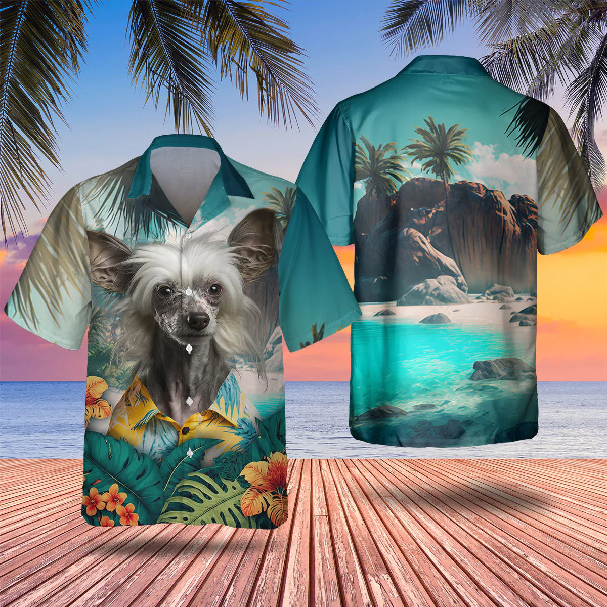 Chinese Crested - 3D Tropical Hawaiian Shirt