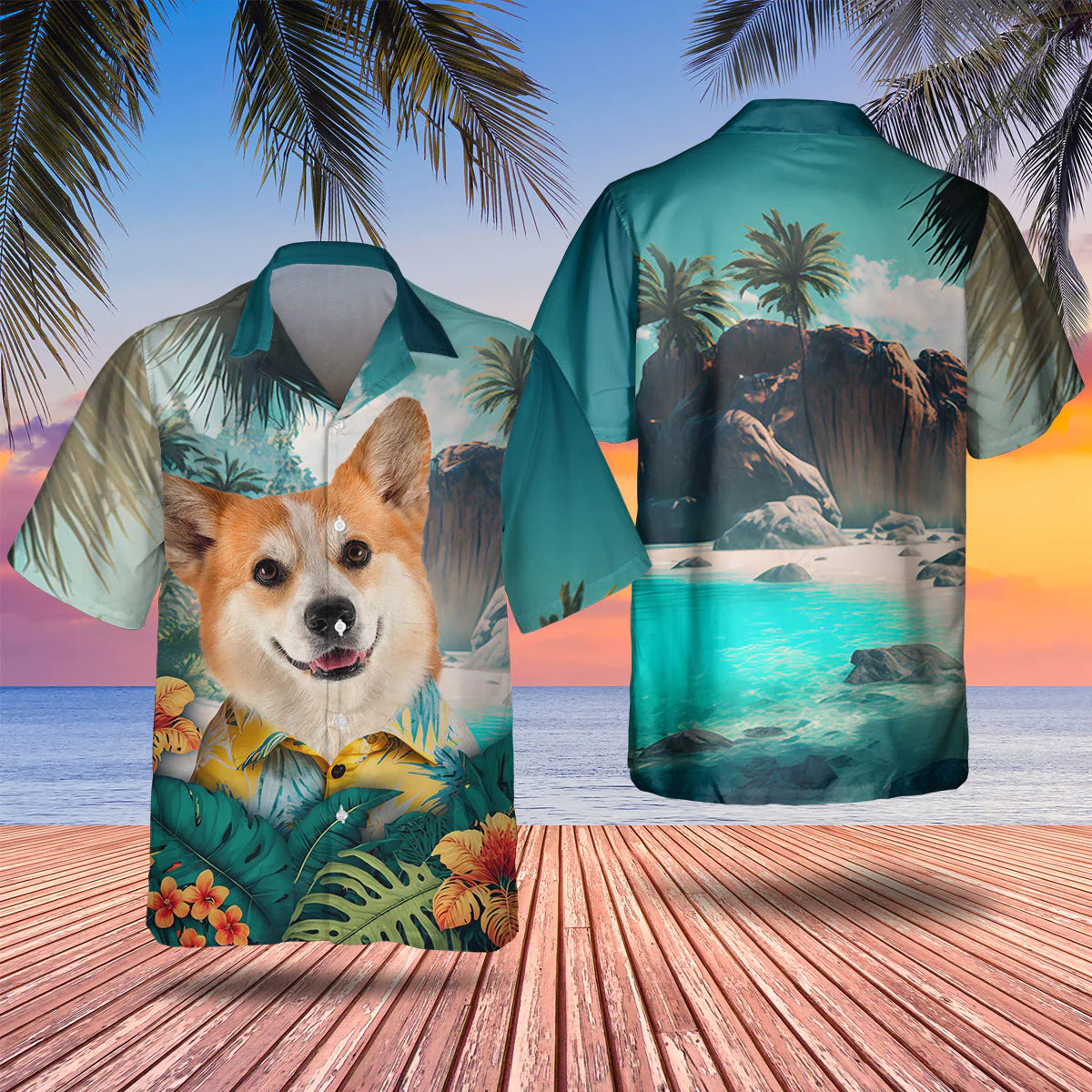 Pembroke Welsh Corgi - 3D Tropical Hawaiian Shirt