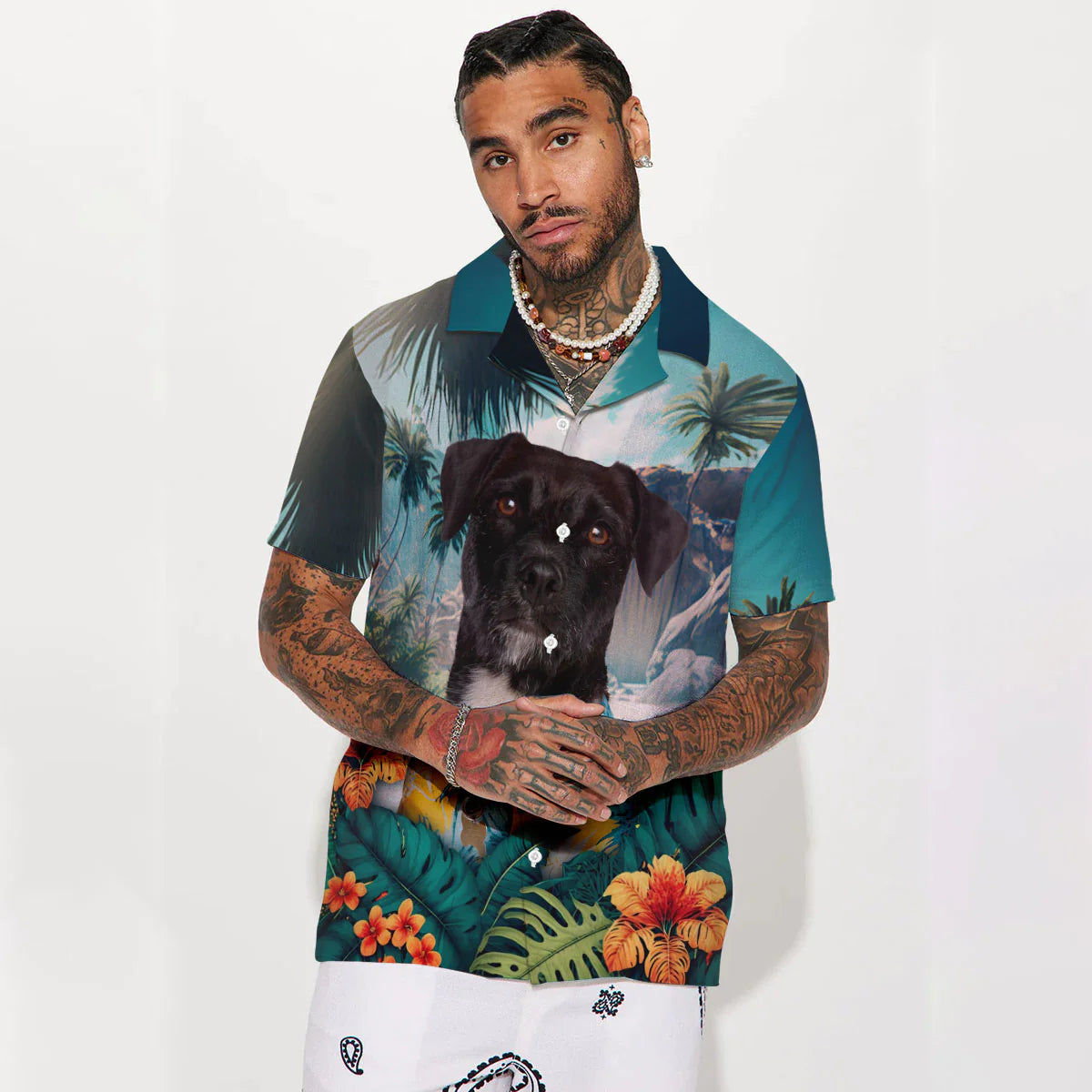Patterdale Terrier - 3D Tropical Hawaiian Shirt
