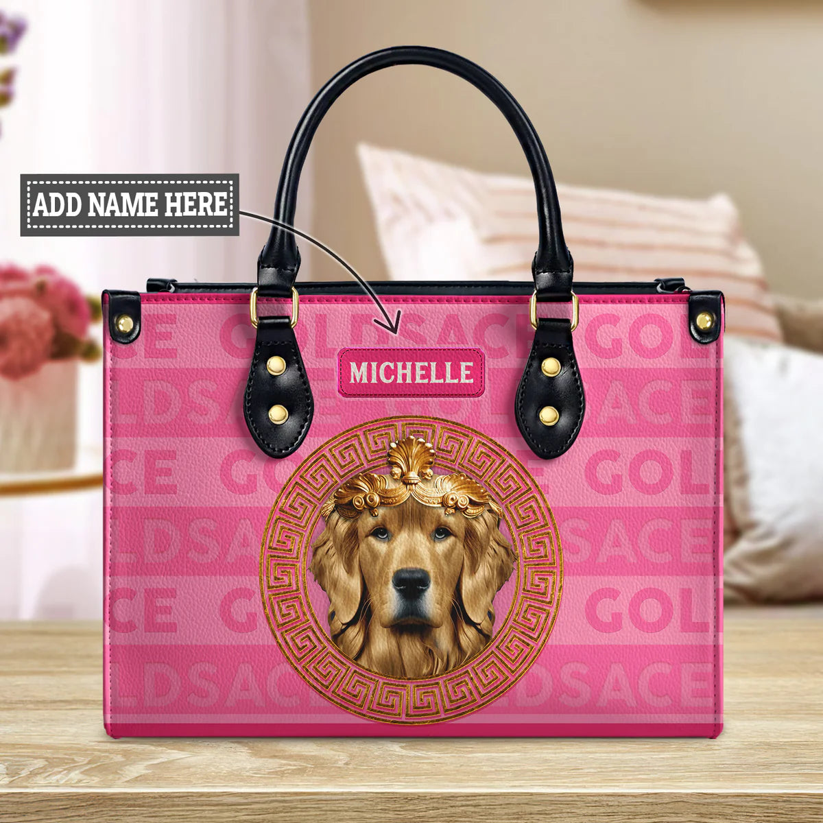 Pink Goldsace Leather Bag