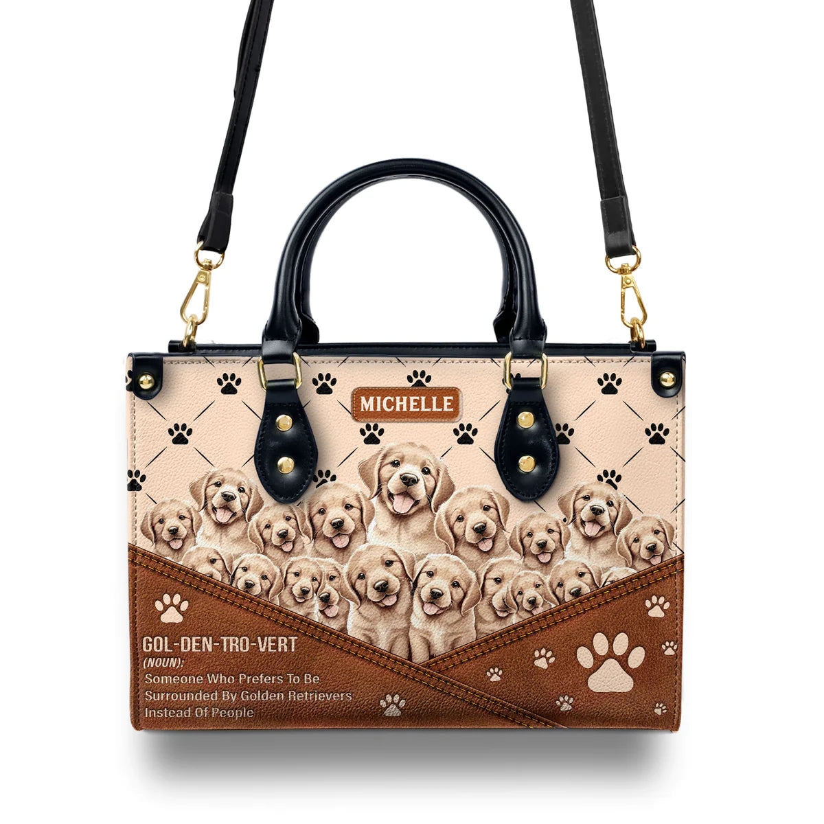 Gol Den Tro Vert Golden Retriever Lover Leather Bag