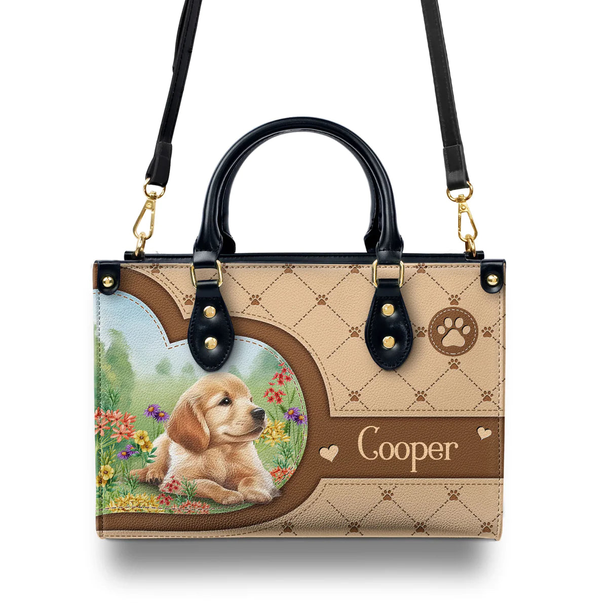 Golden Retriever Lover Leather Bag