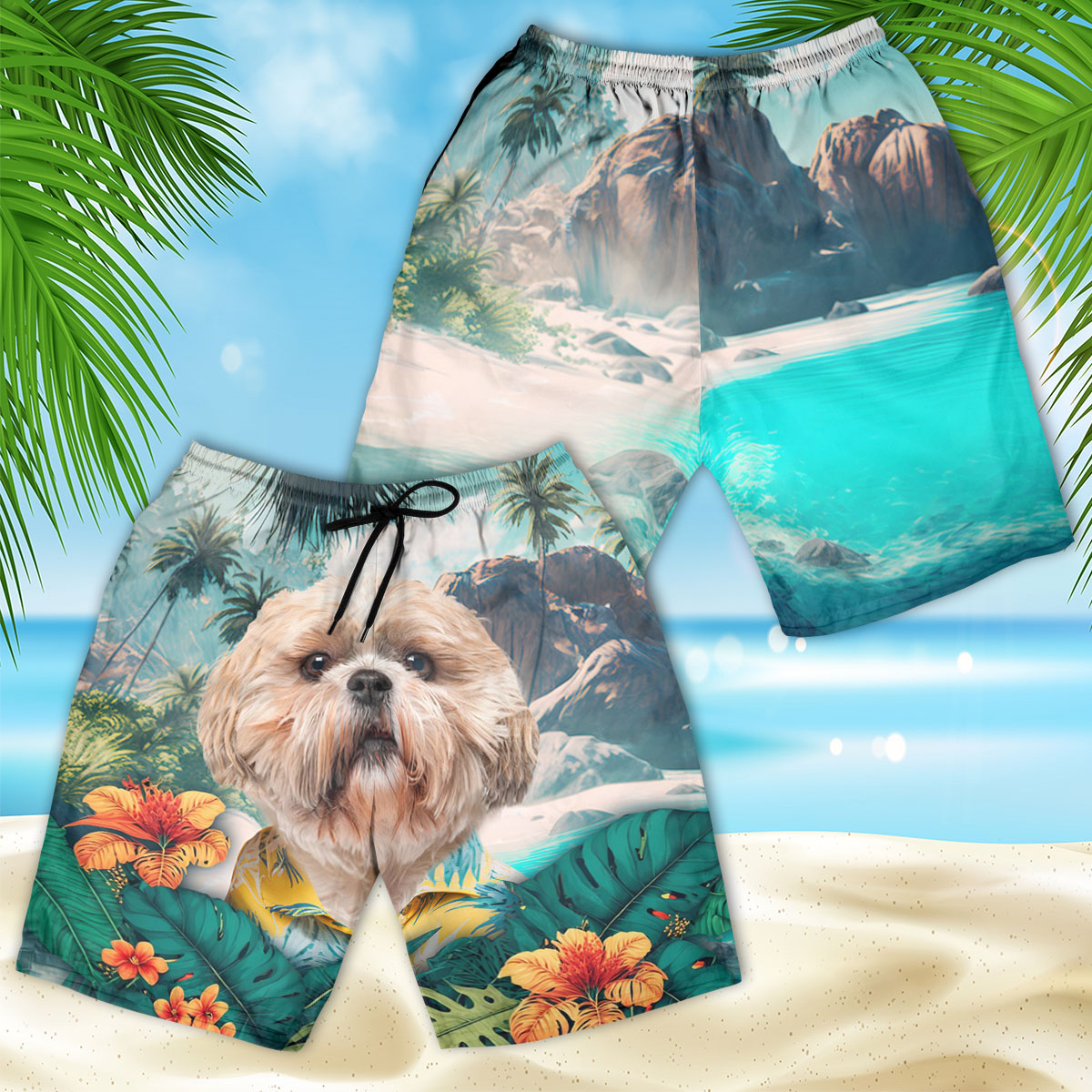 Shih Tzu - 3D Men's Beach Short