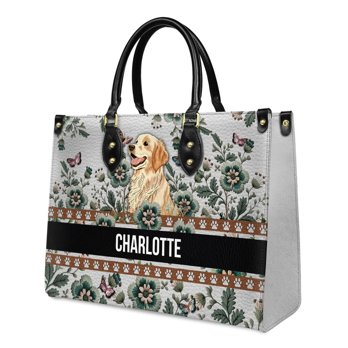 Gior Cute Golden With Butterfly Embroidery Style Leather Bag