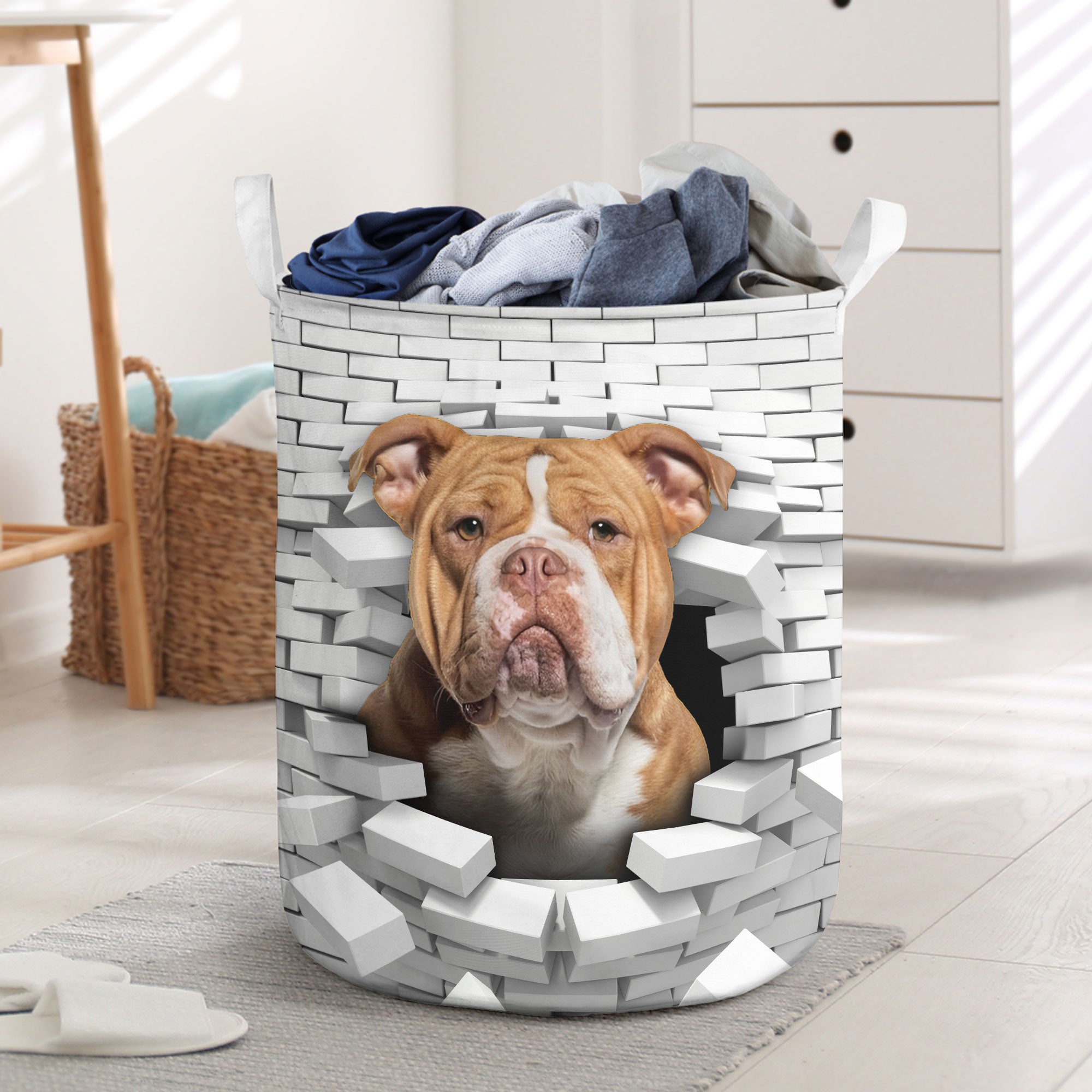 American Bully - In The Hole Of Wall Pattern Laundry Basket