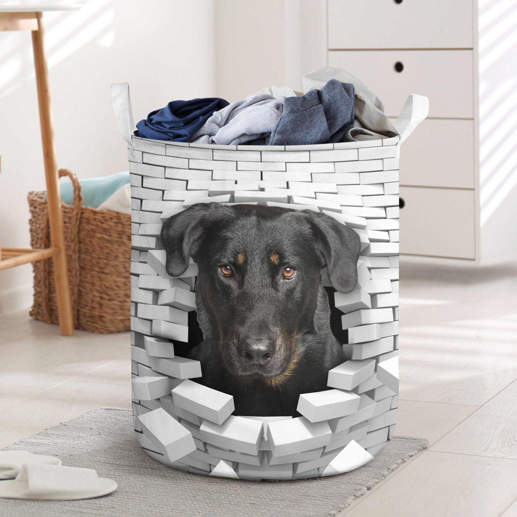 Beauceron - In The Hole Of Wall Pattern Laundry Basket