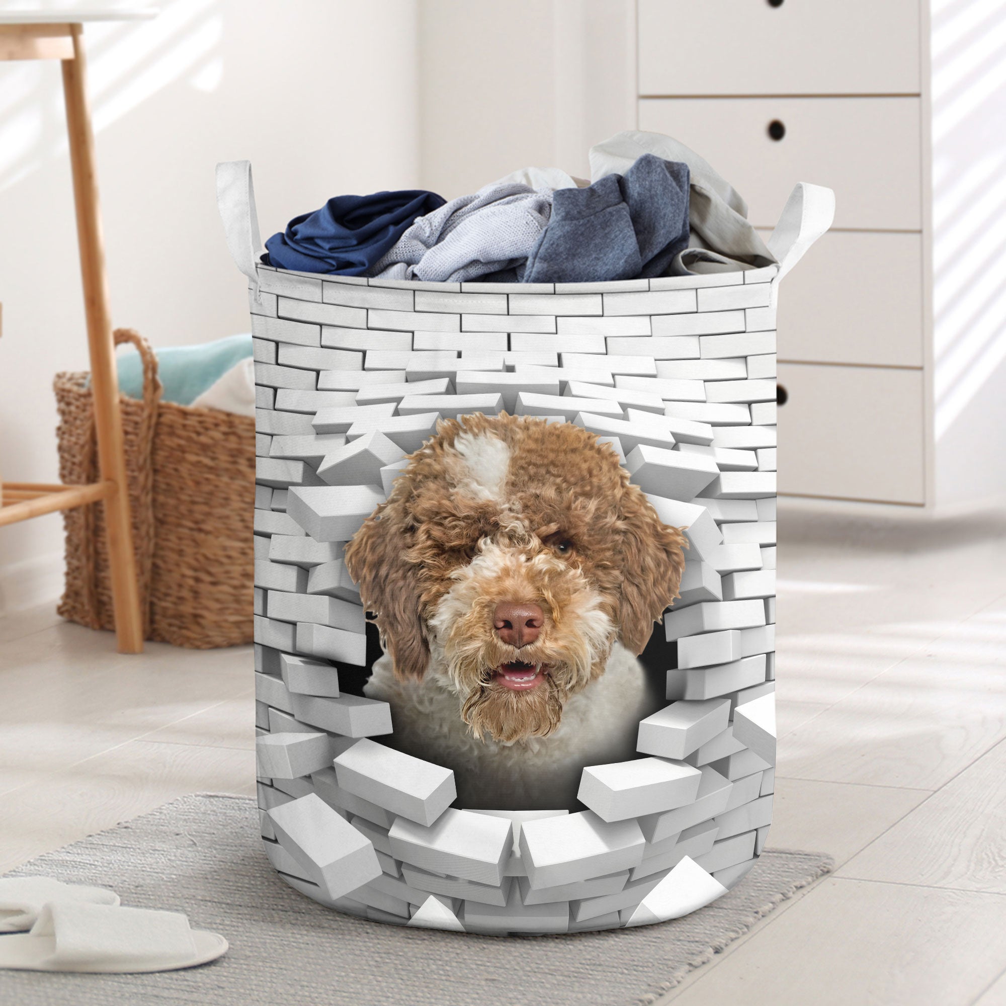 Lagotti Romagnoli - In The Hole Of Wall Pattern Laundry Basket