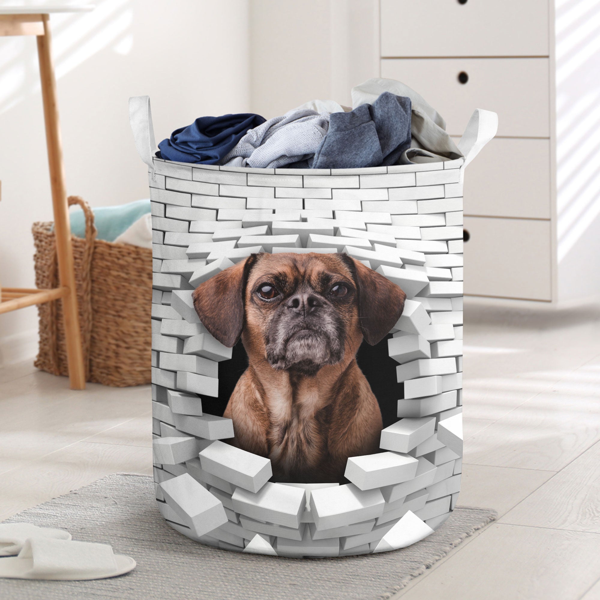 Puggle - In The Hole Of Wall Pattern Laundry Basket