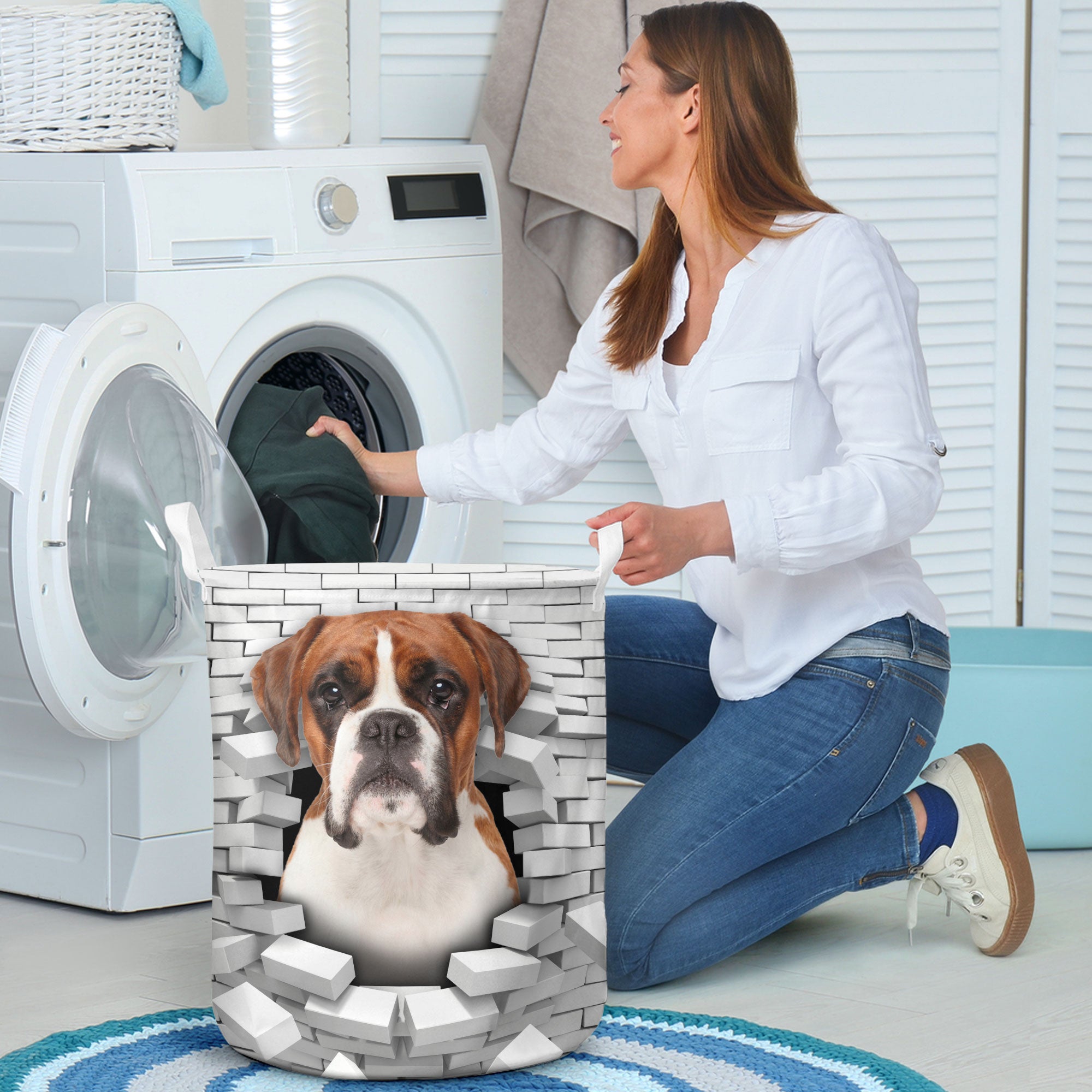 Boxer - In The Hole Of Wall Pattern Laundry Basket