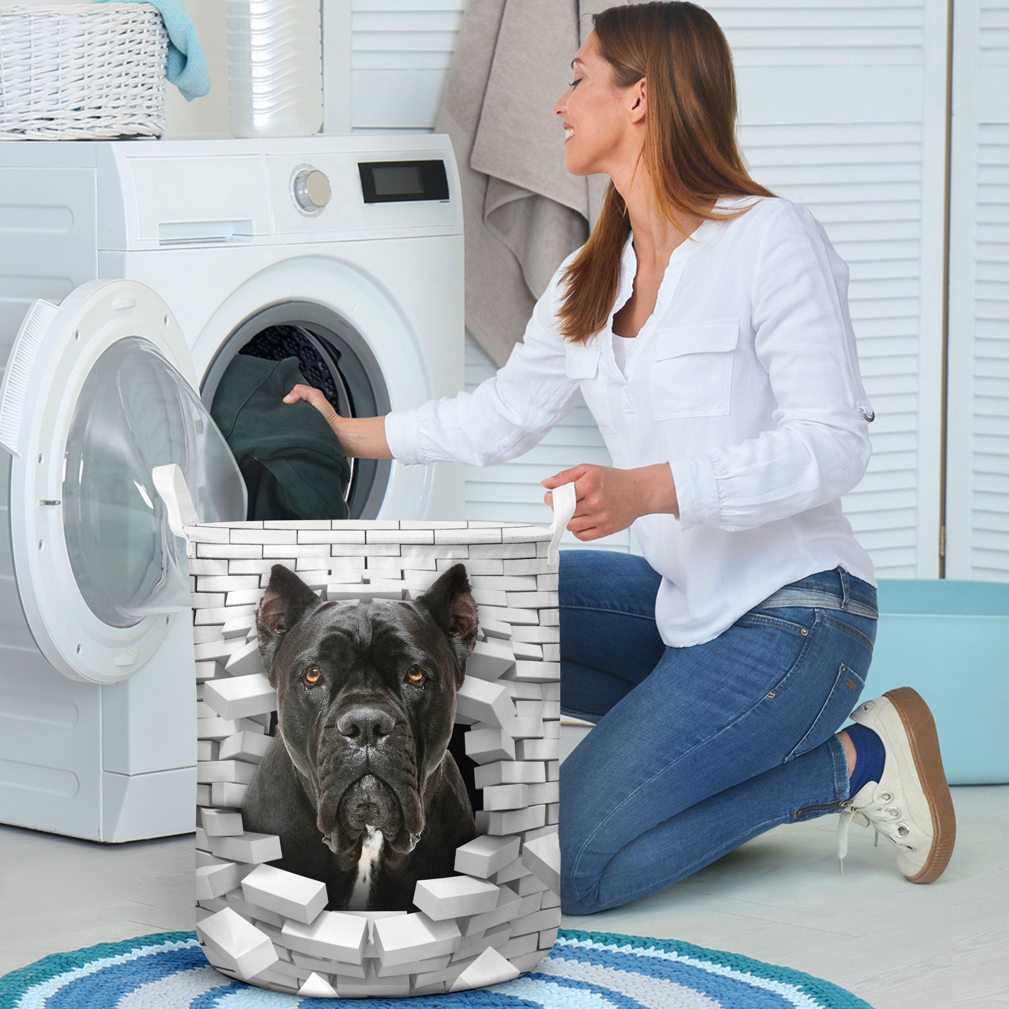 Cane Corso - In The Hole Of Wall Pattern Laundry Basket