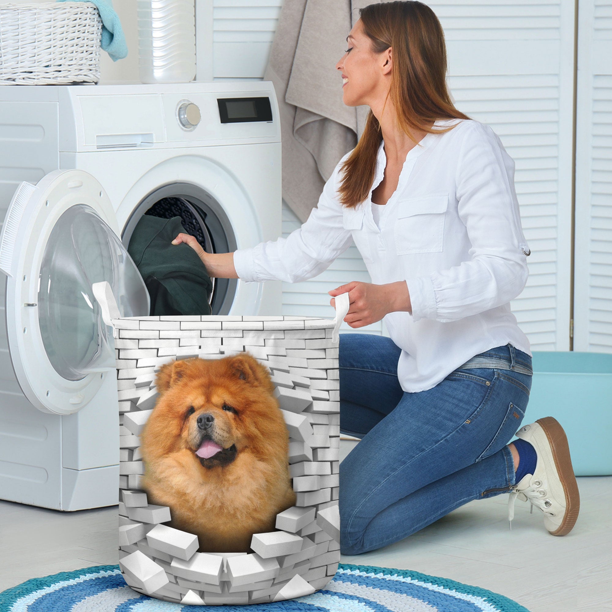 Chow Chow - In The Hole Of Wall Pattern Laundry Basket