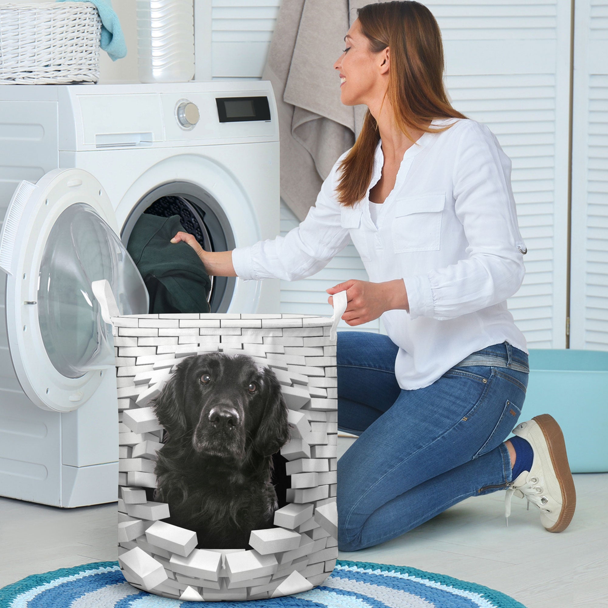 Finnish Lapphund - In The Hole Of Wall Pattern Laundry Basket