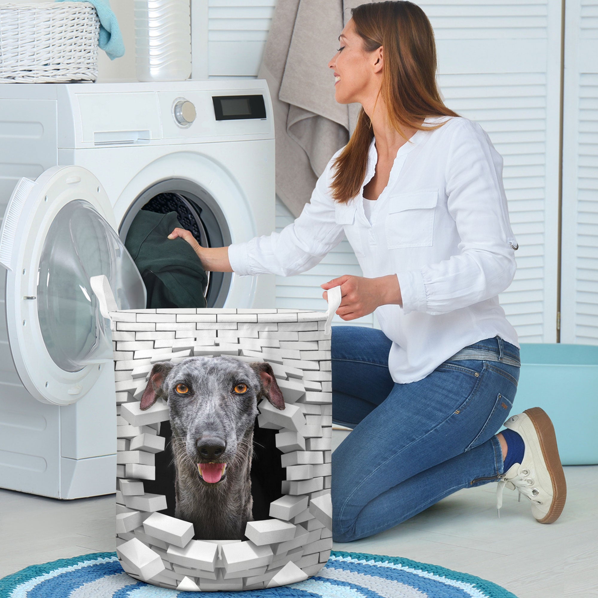 Greyhound - In The Hole Of Wall Pattern Laundry Basket