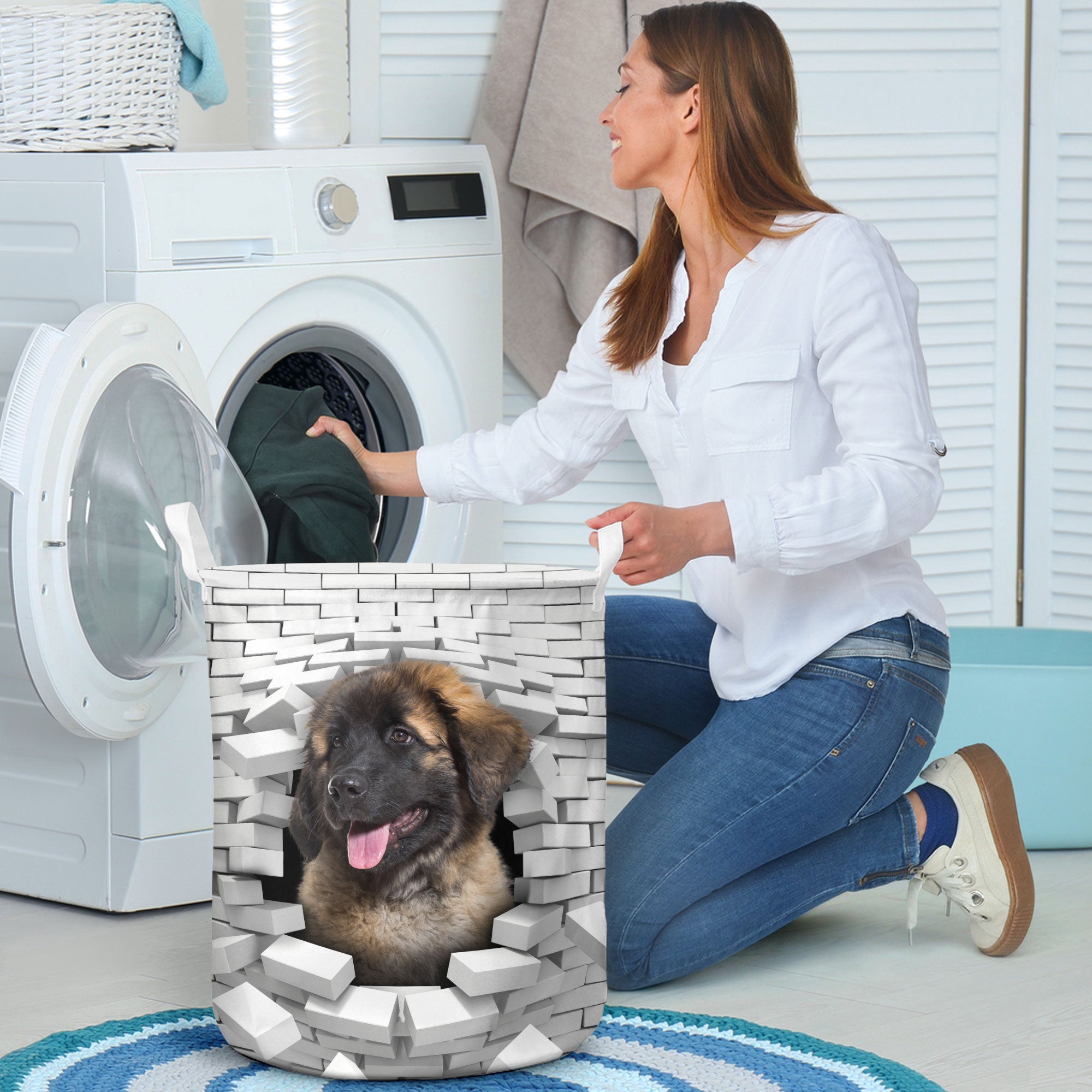 Leonberger - In The Hole Of Wall Pattern Laundry Basket