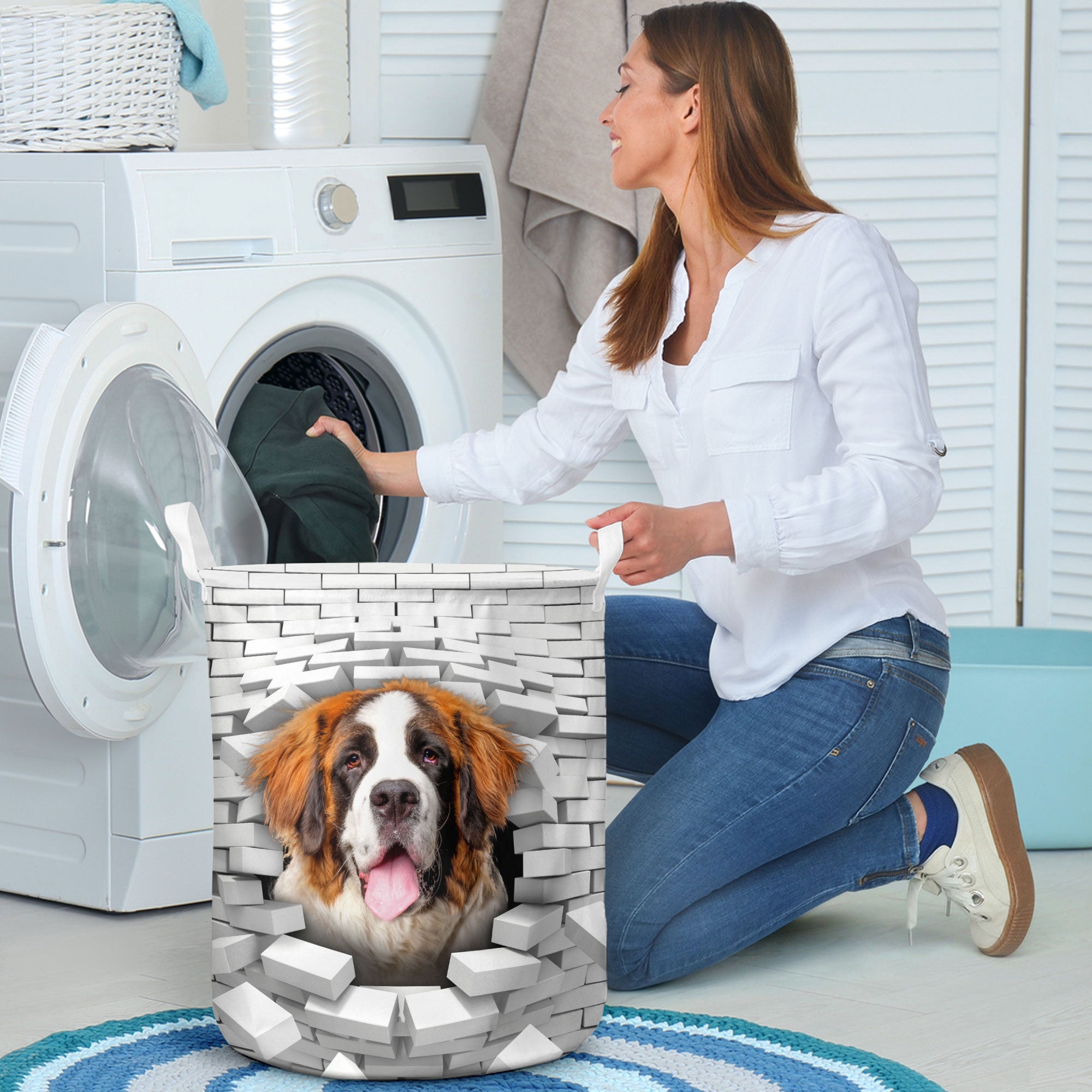 Saint Bernard - In The Hole Of Wall Pattern Laundry Basket