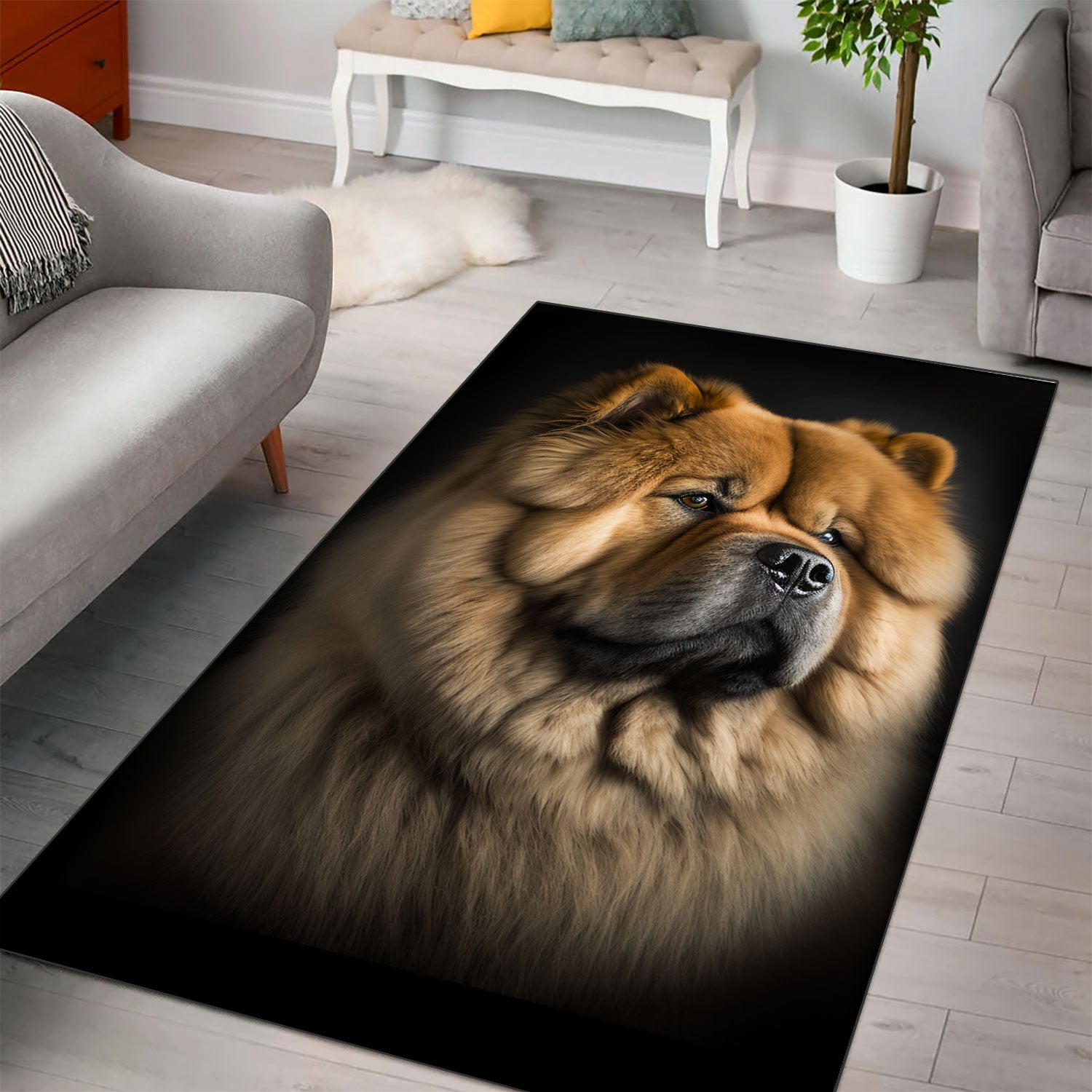 Chow Chow 3D Portrait Area Rug