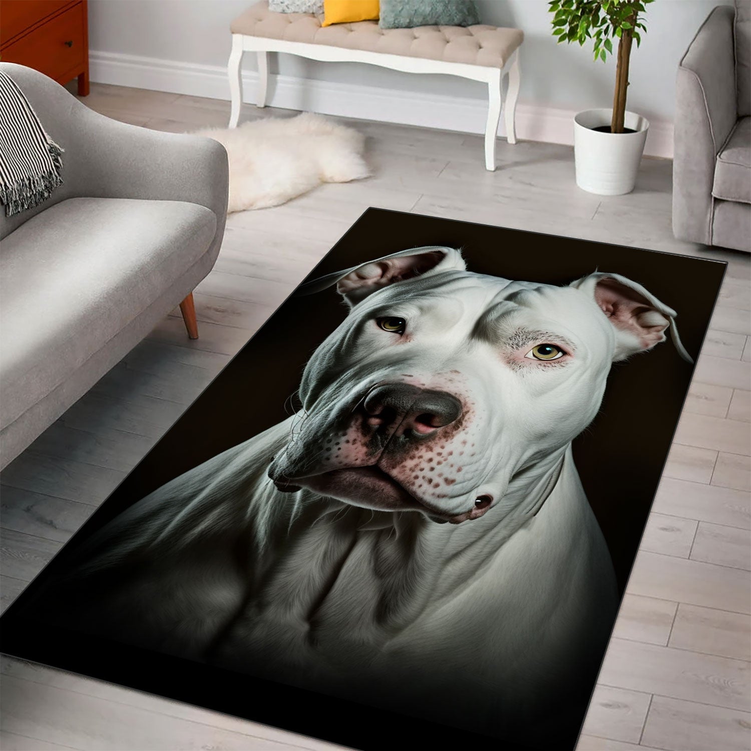 Dogo Argentino 3D Portrait Area Rug