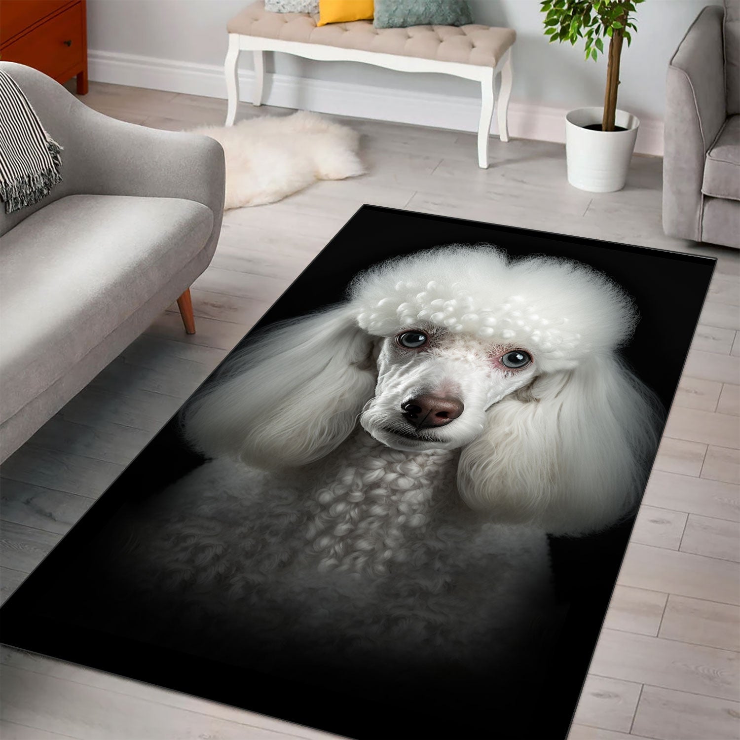 Poodle 1 3D Portrait Area Rug