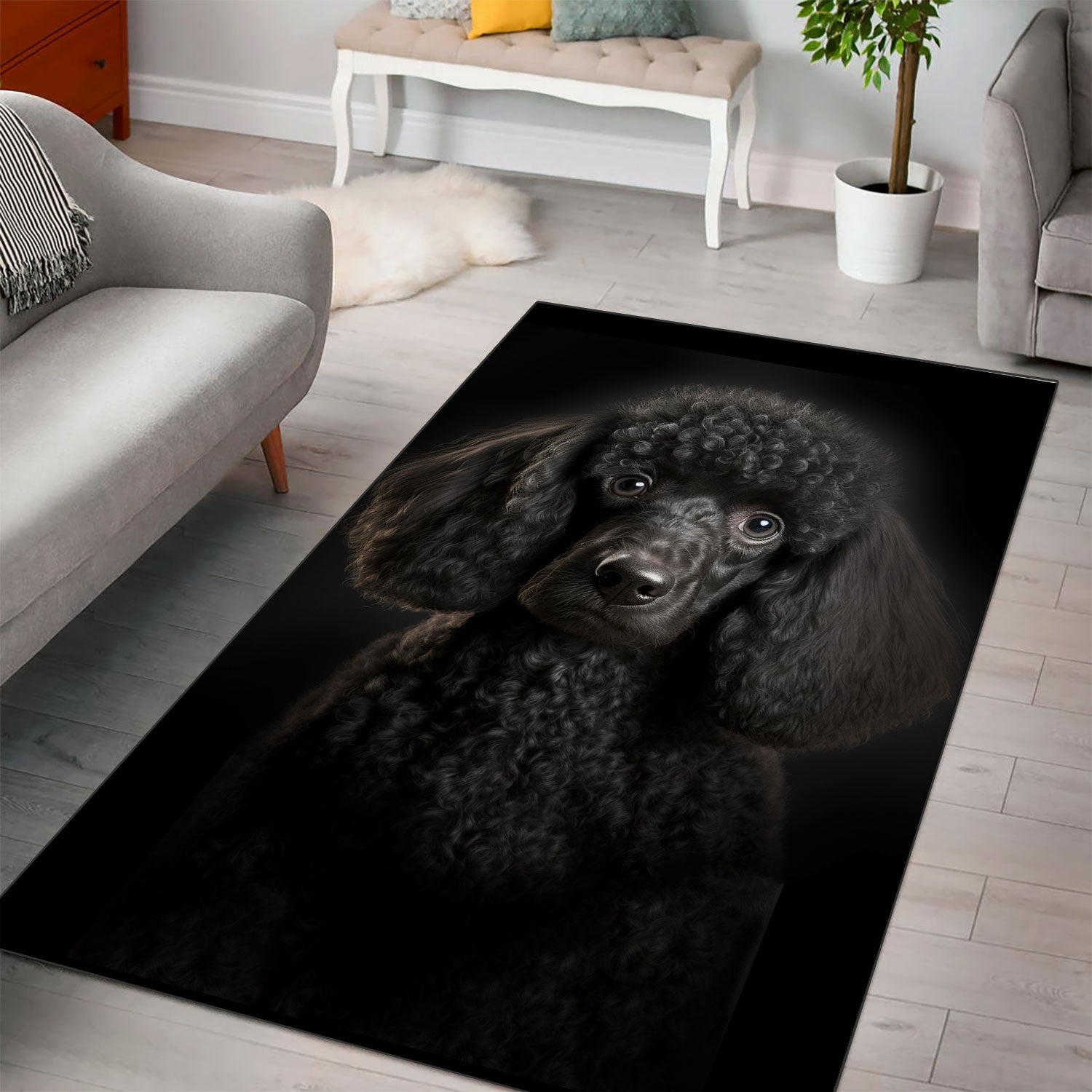 Poodle 3D Portrait Area Rug