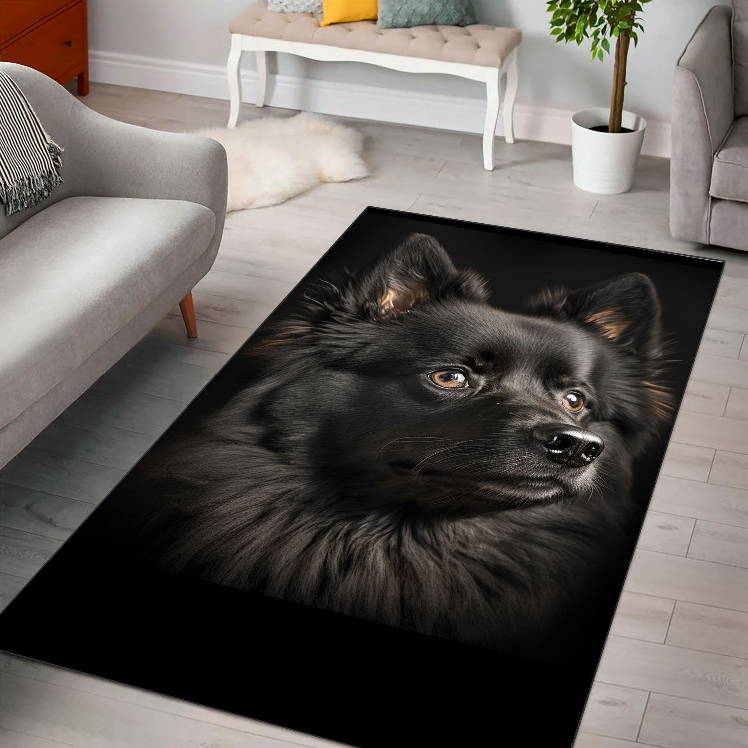 Schipperke 3D Portrait Area Rug