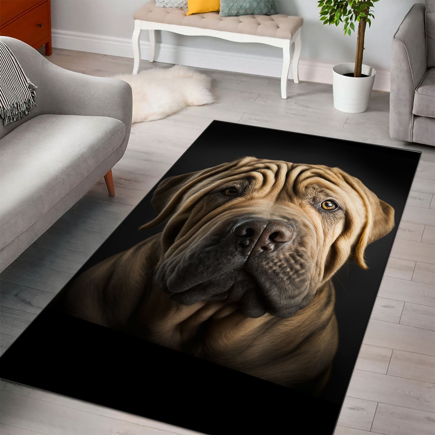 Shar Pei 3D Portrait Area Rug