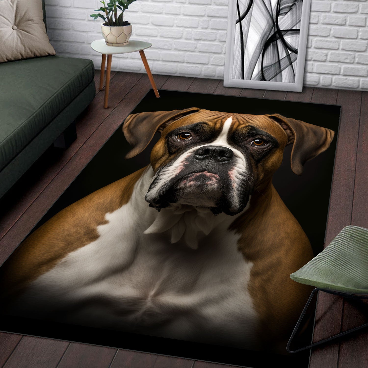 Boxer 2 3D Portrait Area Rug