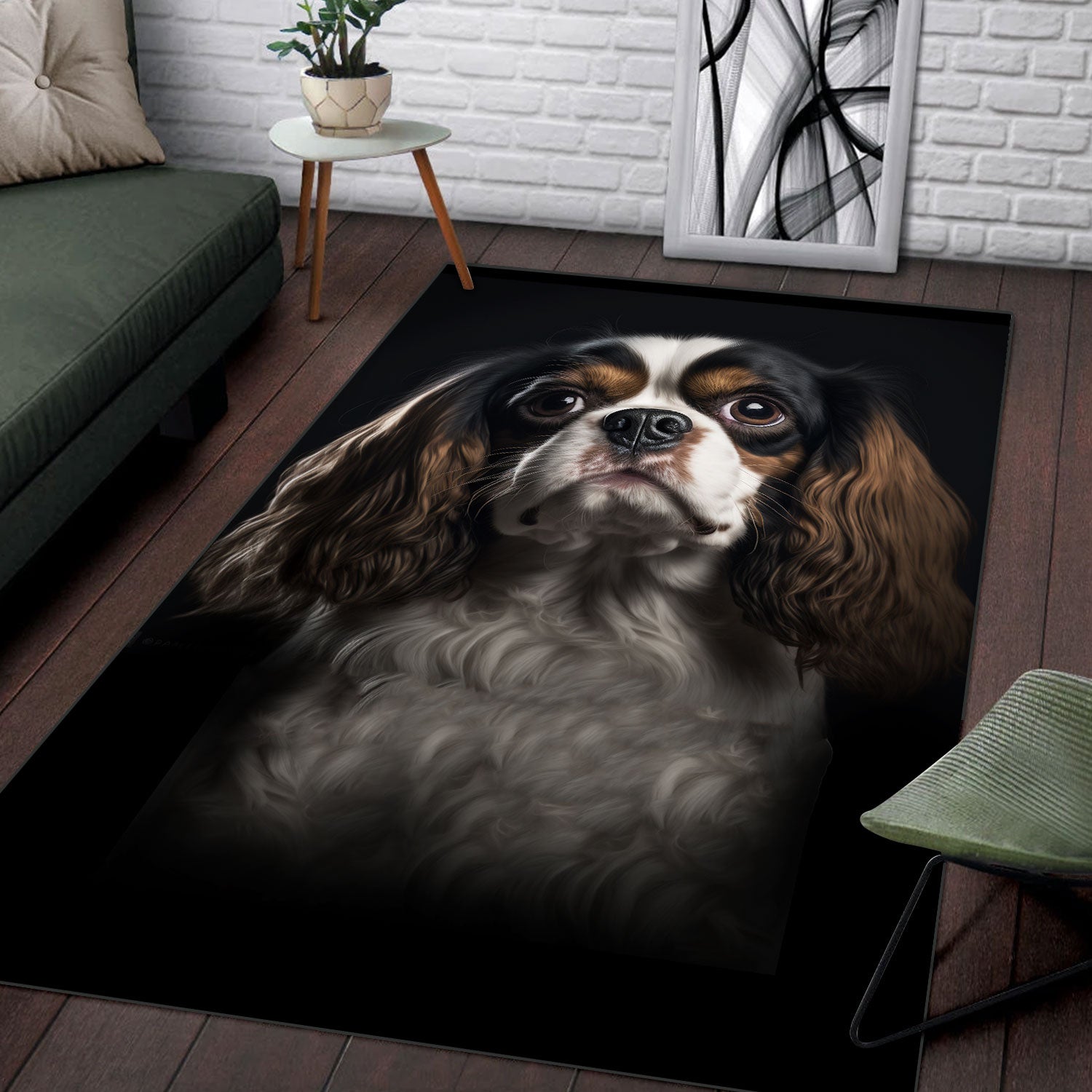 Cavalier King Charles Spaniel 2 3D Portrait Area Rug
