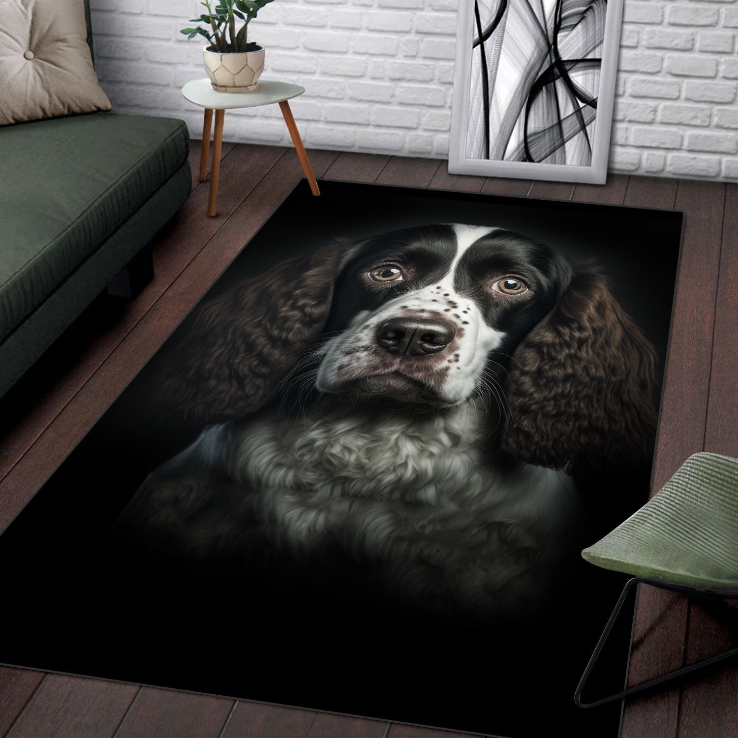English Springer Spaniel 3D Portrait Area Rug