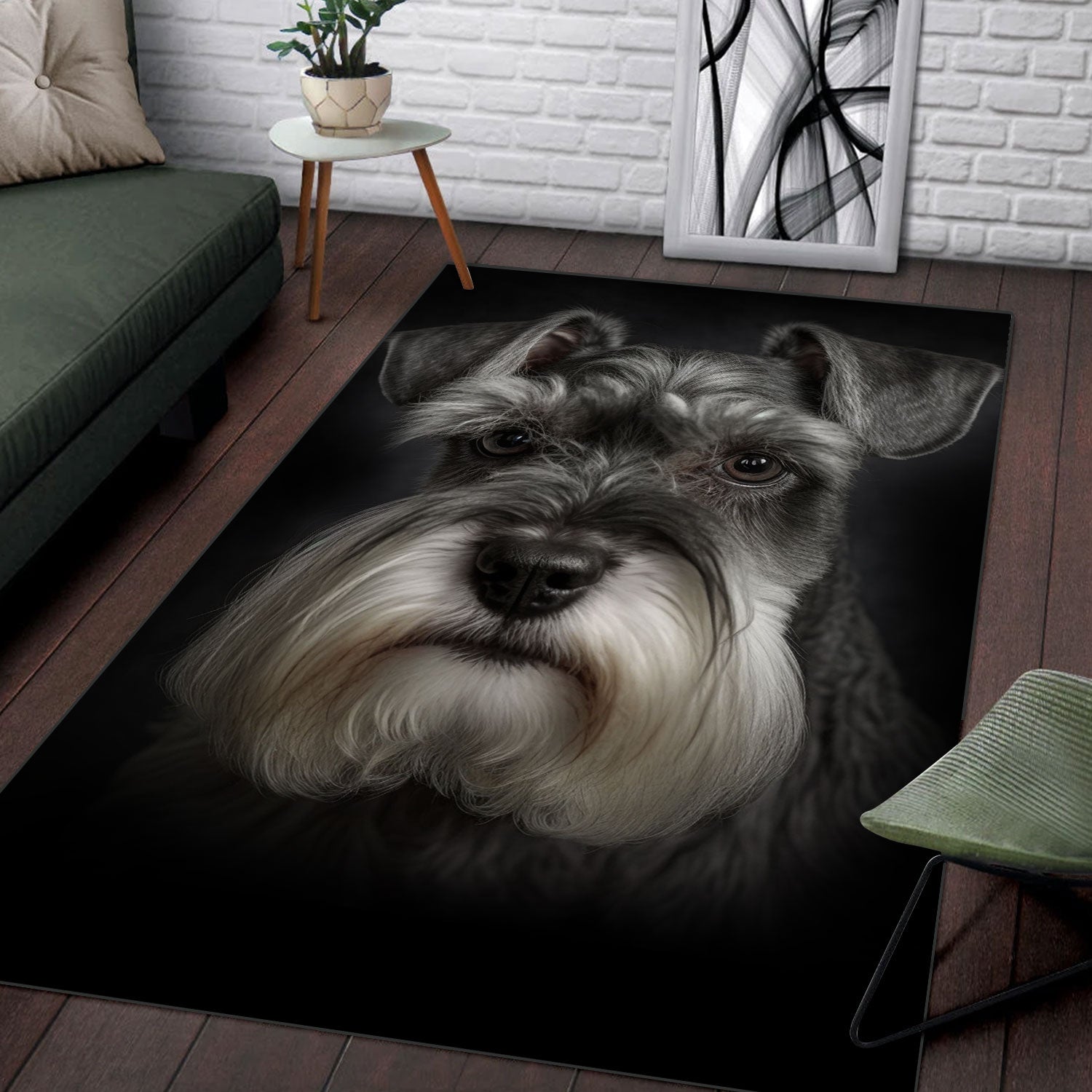 Miniature Schnauzer 3D Portrait Area Rug