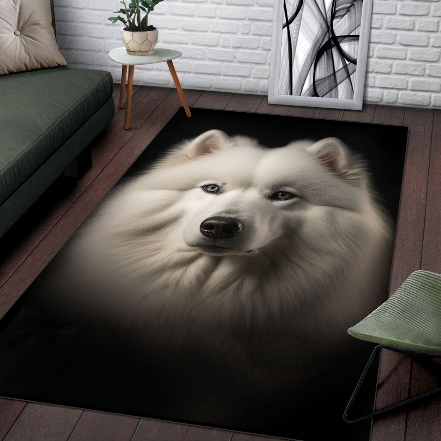 Samoyed 3D Portrait Area Rug