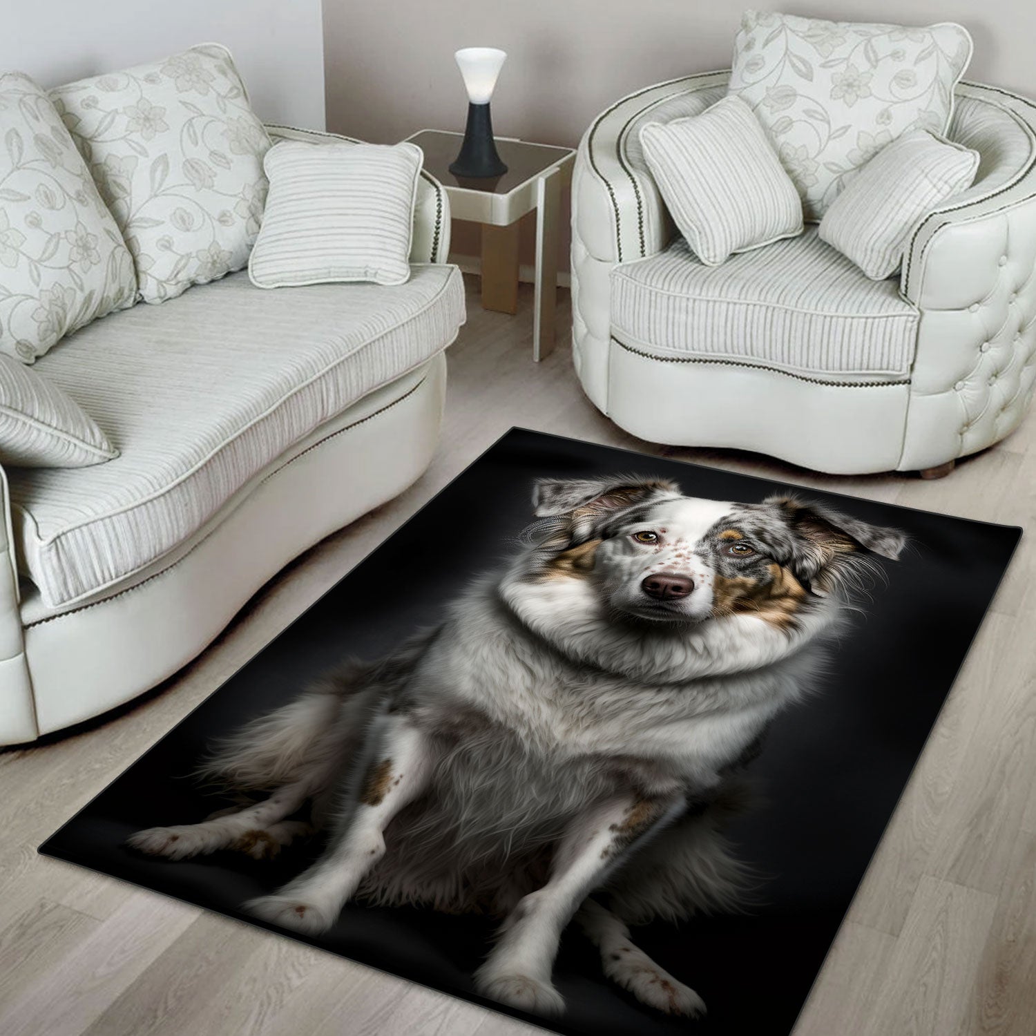 Australian Shepherd 3 3D Portrait Area Rug
