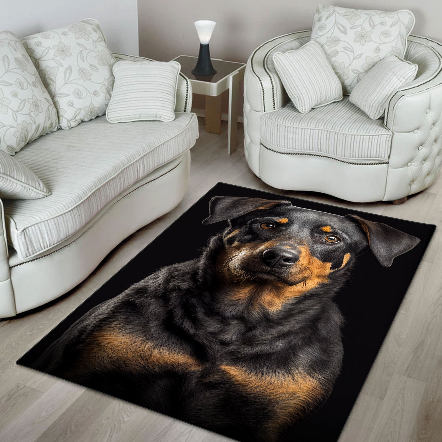 Beauceron 2 3D Portrait Area Rug